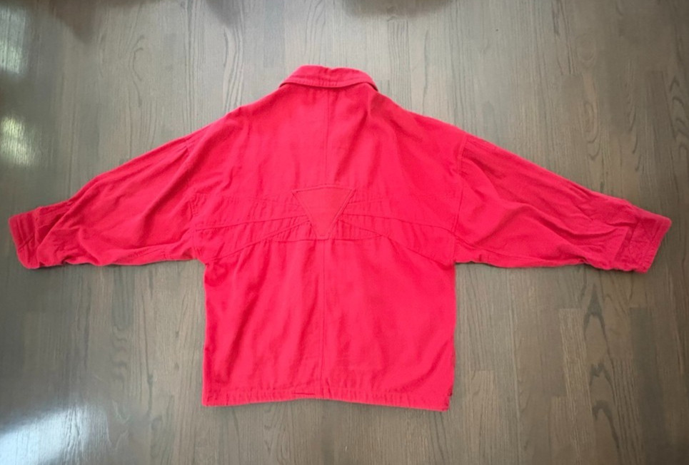 Vintage 80s Ton Sur Ton Red Cotton Oversized New Wave Jacket France Unisex M/W