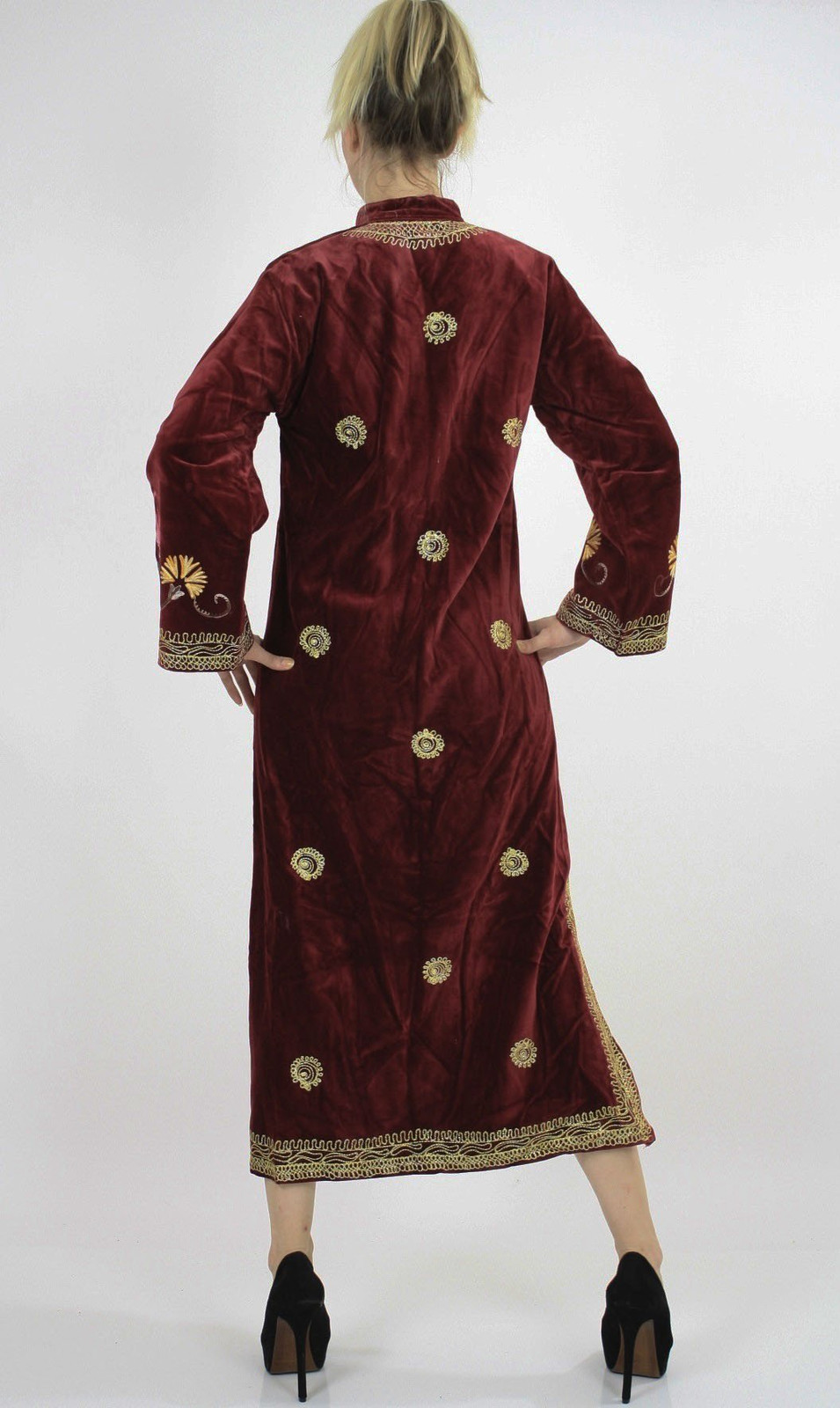 Vintage VTG 60s boho caftan Turkish Hippie boho velvet caftan embroidery