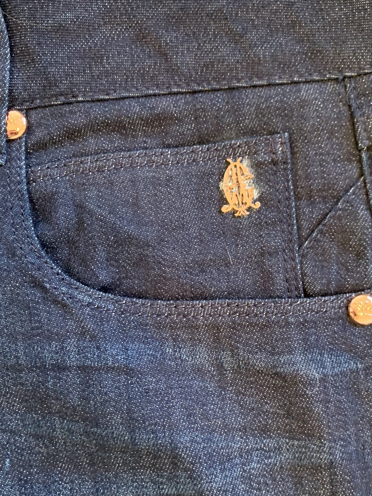 VTG Y2K Christian Audigier JEANS TAPER CROP ZIP LEG Low Rise DARK WASH 29X26
