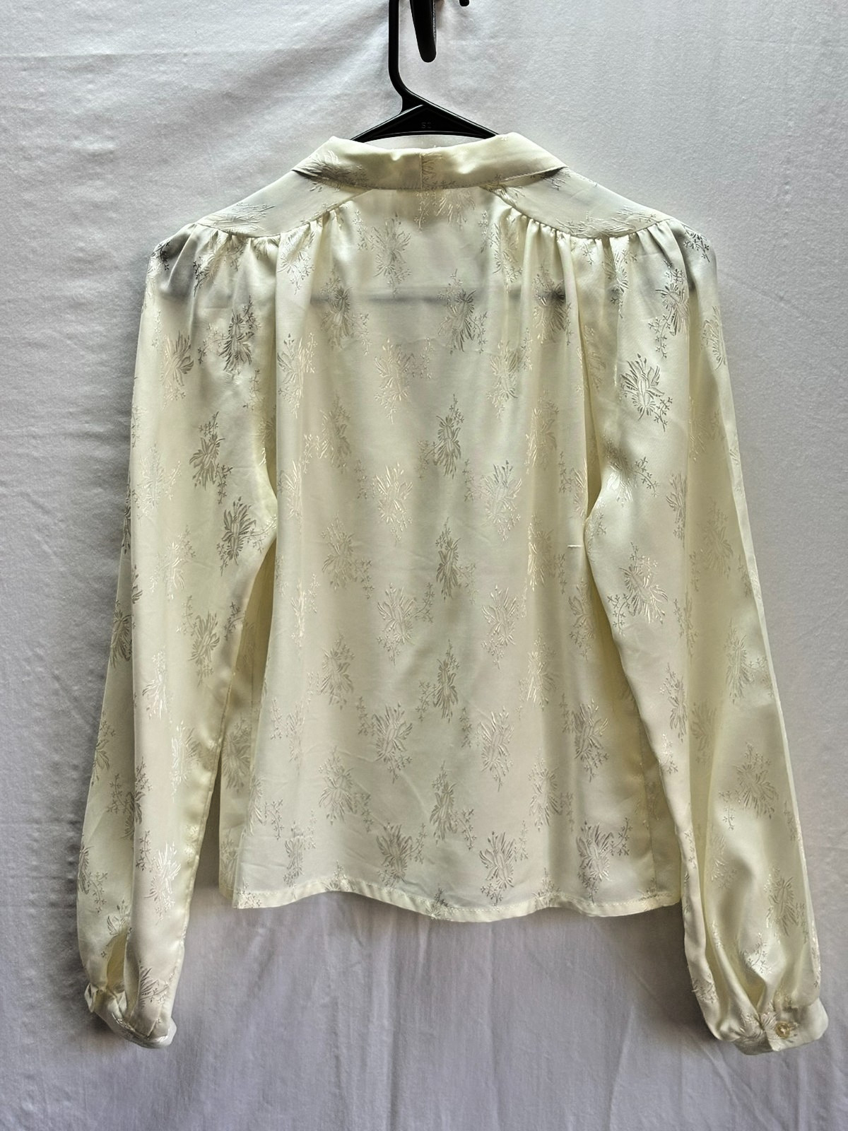 Vintage Ivory Jacquard Blouse Cottagecore Romantic Boho Long Sleeve You Babes