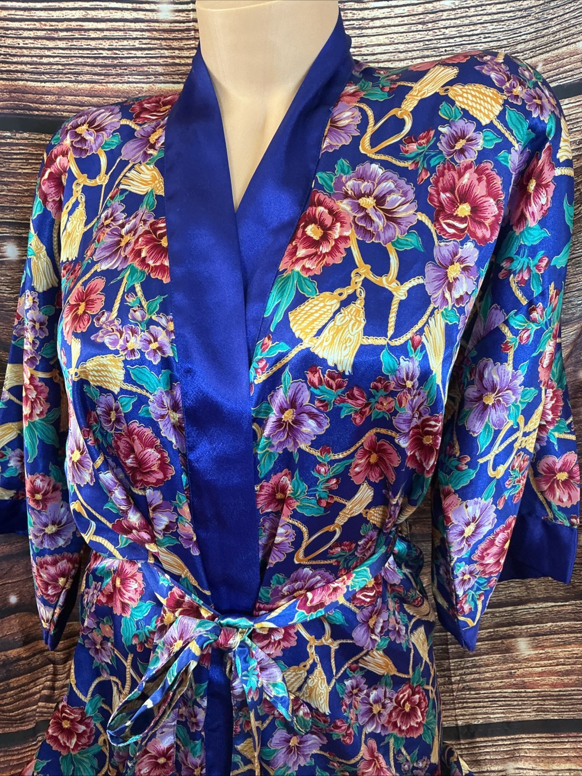 Vintage JO Intimates Chemise & Robe Set Floral Polyester Set Size S