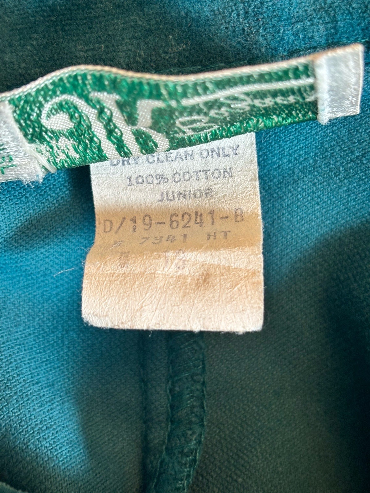 Vintage Sears Jr Bazaar Size 13 Teal Velvet Velour Skirt Retro