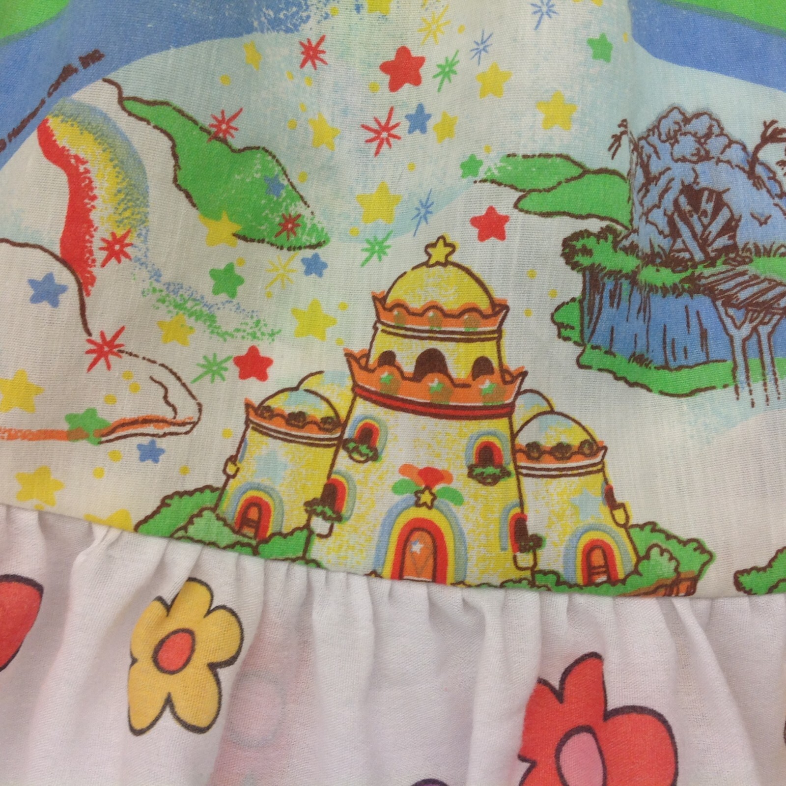 Vtg 1983 Rainbow Brite Child’s Skirt Sewcial Anxiety Upcycle Fabric with Pockets