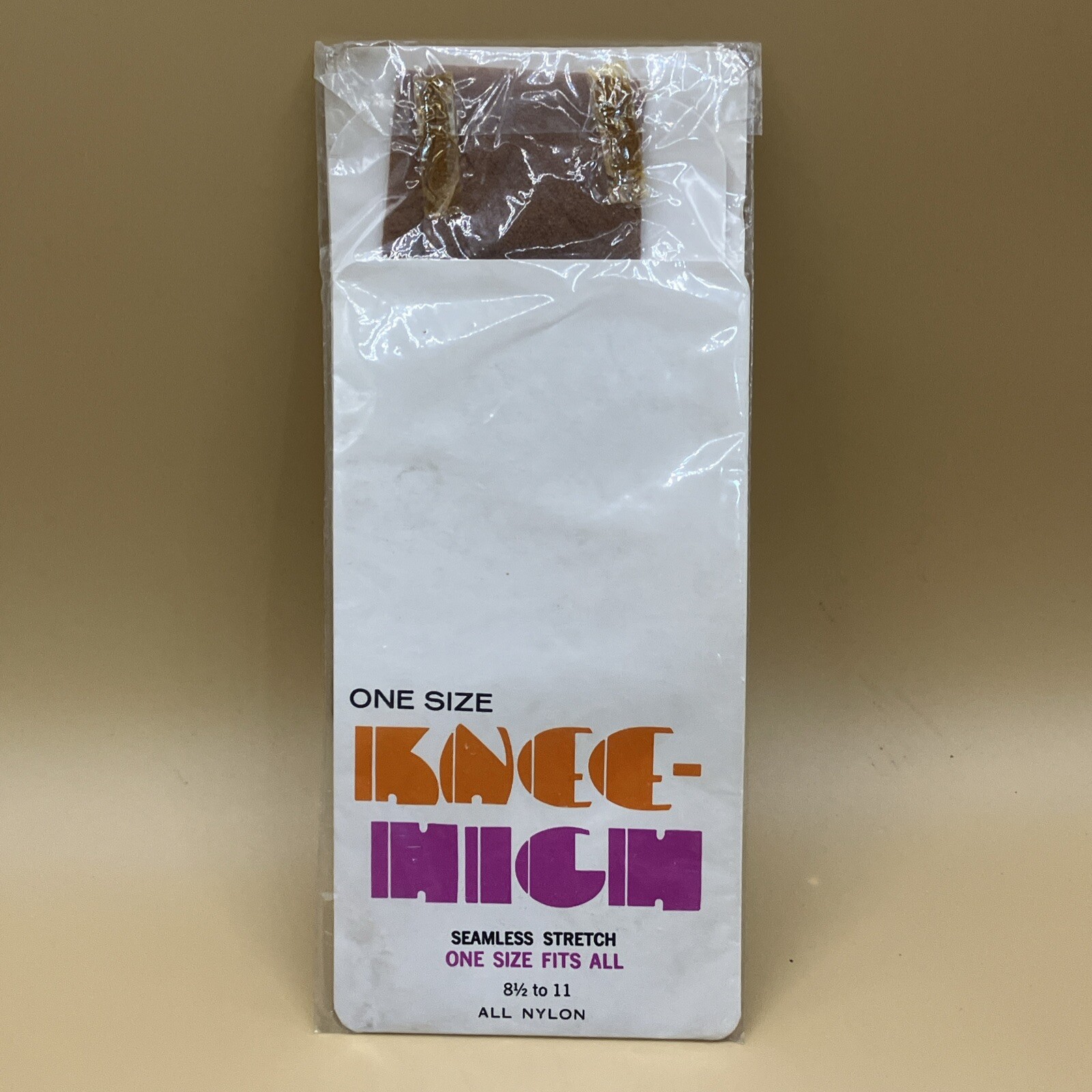 Vintage Knee High Beige Seamless Stretch Nylons 8 1/2 To 11 Brand New