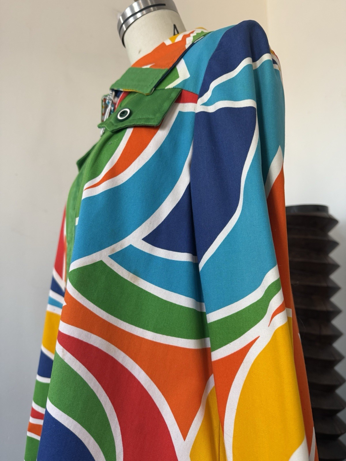 60s Mod Psychedelic Pop Art Print A-Line Swing Coat/ Statement Jacket/Mini Dress