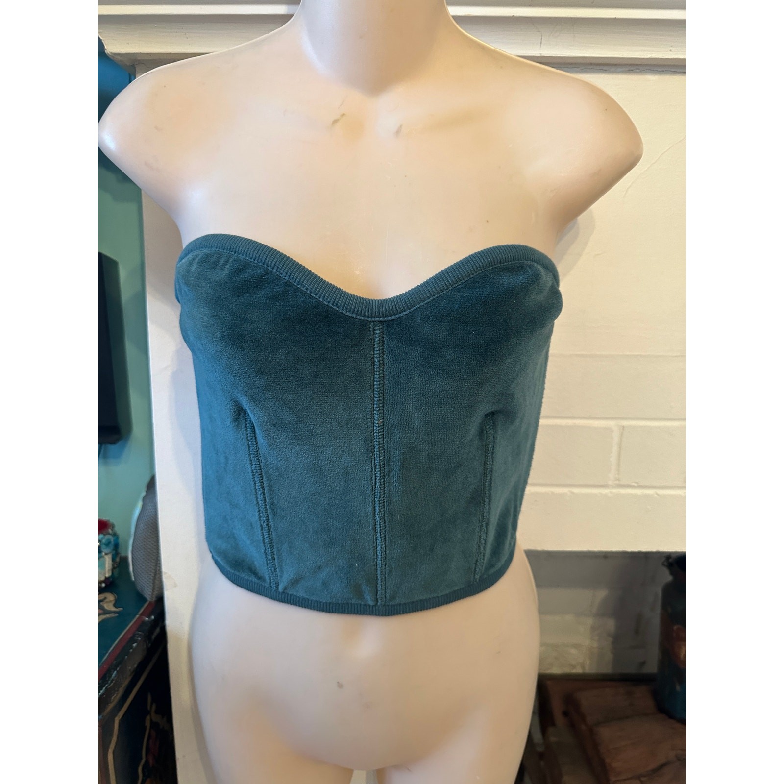 VINTAGE EARLY 80’s UNWORN SONIA RYKIEL PARIS VELOURS CORSET CROP TOP BUSTIER