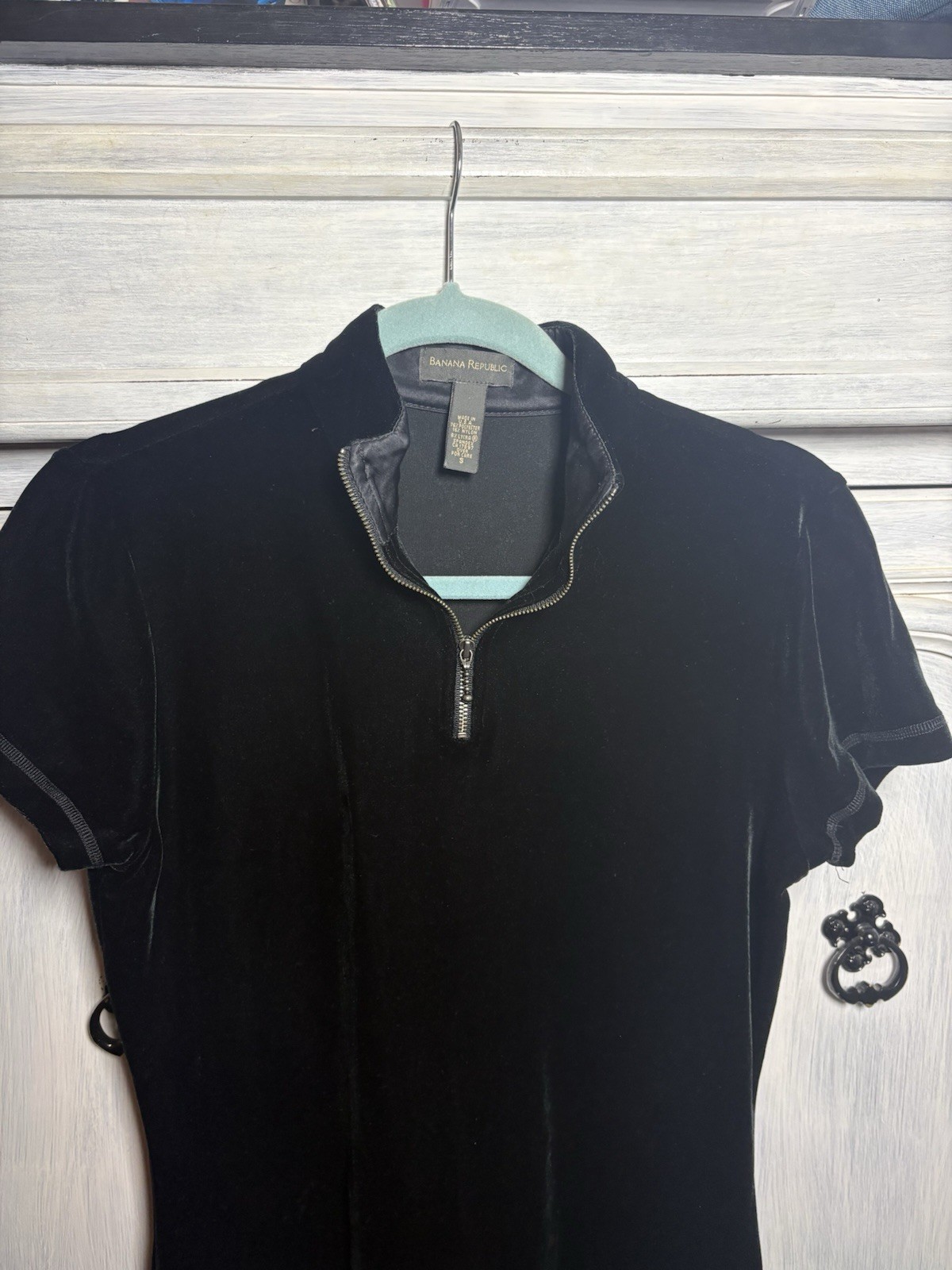 Vintage 90’s Y2K Black Velvet Quarter Zip Mini Dress Casual Chic It Girl Grunge
