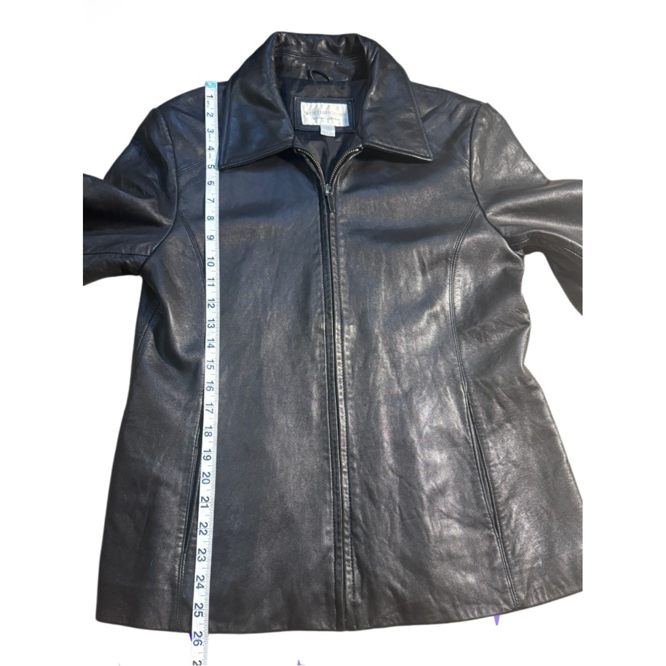 Vintage Worthington Black Genuine Lambskin Leather Jacket M 90s Minimalist
