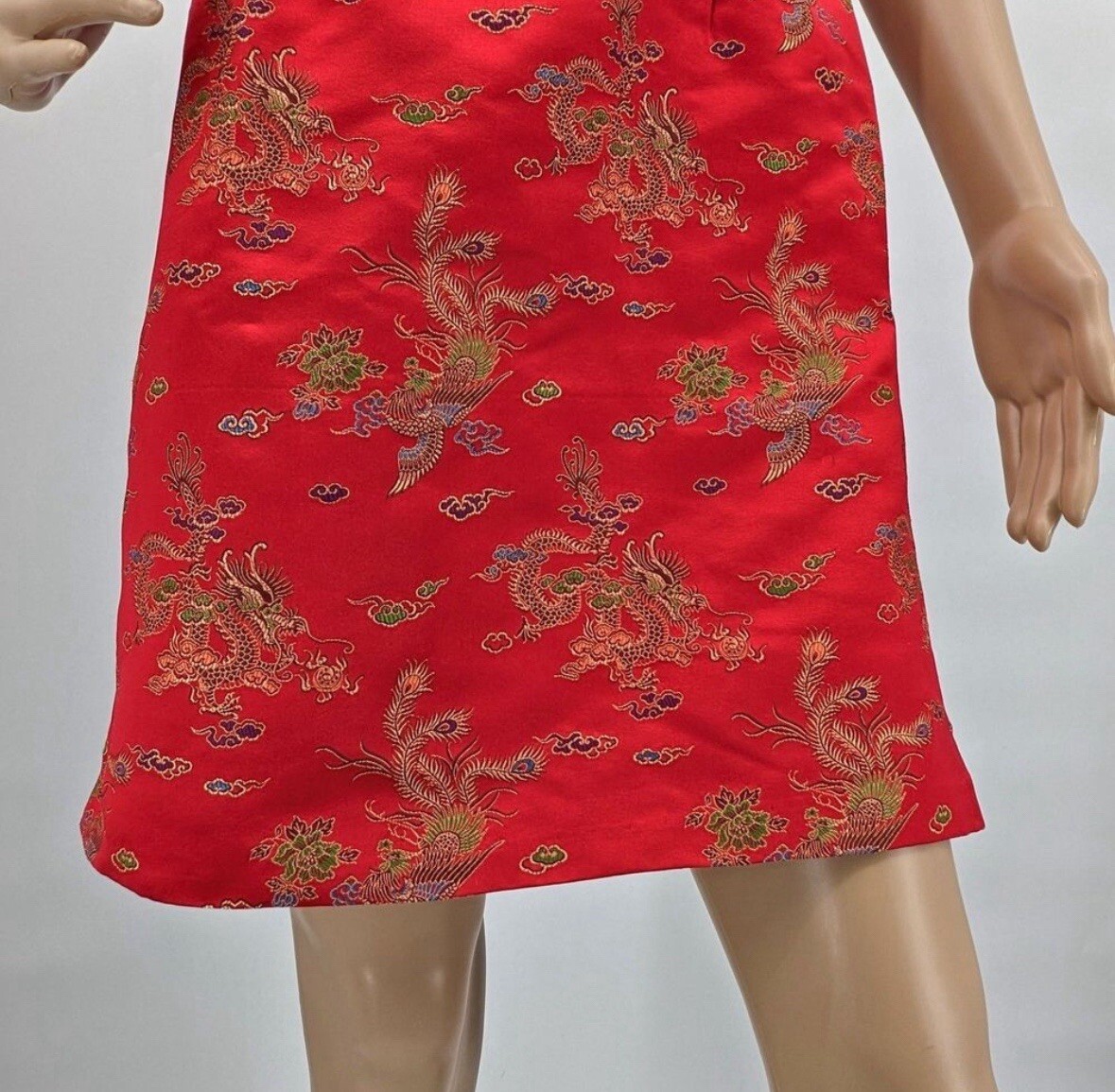 Vintage 90s Frederick’s of Hollywood Mini Dress Dragon Embroidery Asian