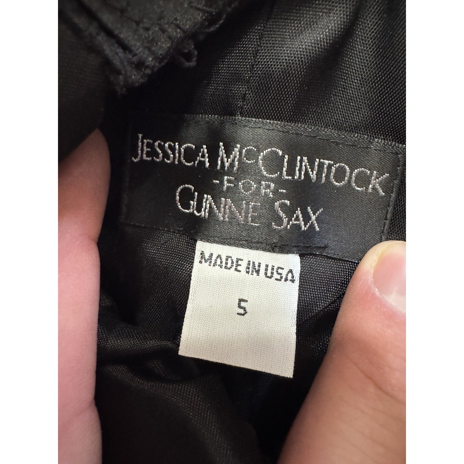 Vintage Jessica Mcclintock For Gunne Sax Dress Black Pink White Satin Size 5