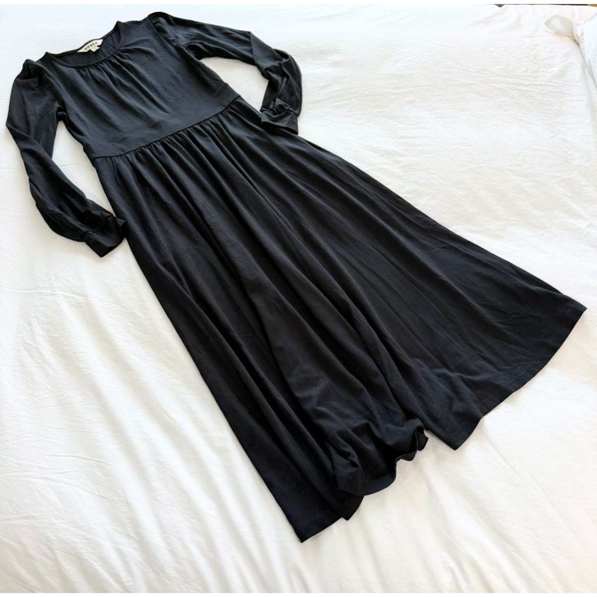 Boden Alexandra Jersey Midi Dress Black Size 4 Long Sleeve Fit & Flare