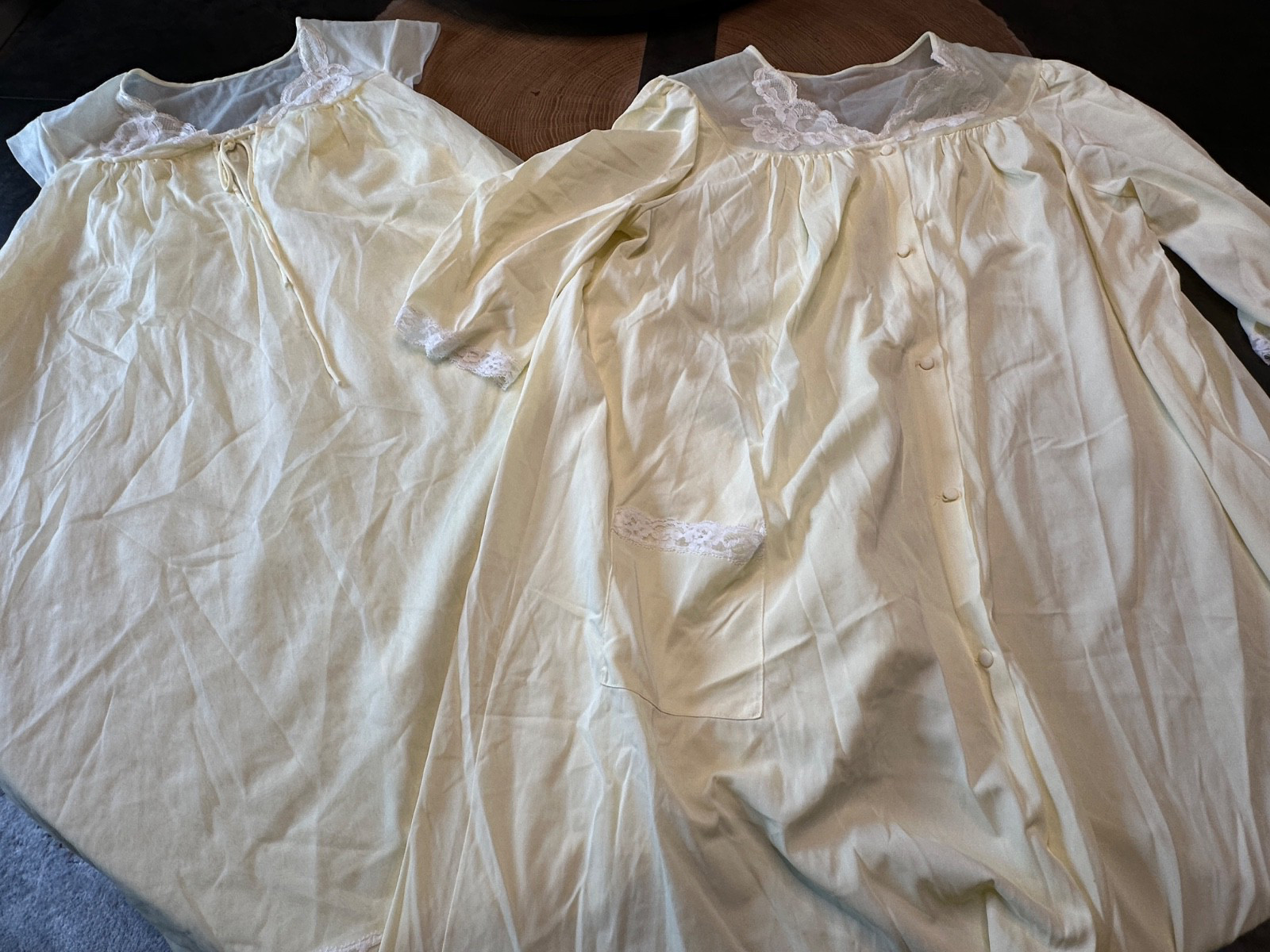 Vintage Carson Pirie Scott & Co 2 Pc NIGHTGOWN ROBE Lingerie Set LACE TWEE L