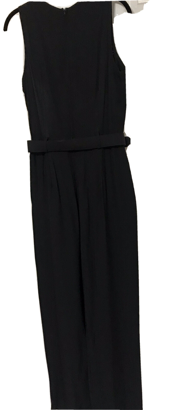 Vintage Black Sleeveless Belted Jumpsuit Scarlett 12M Made In USA Lace Dressy