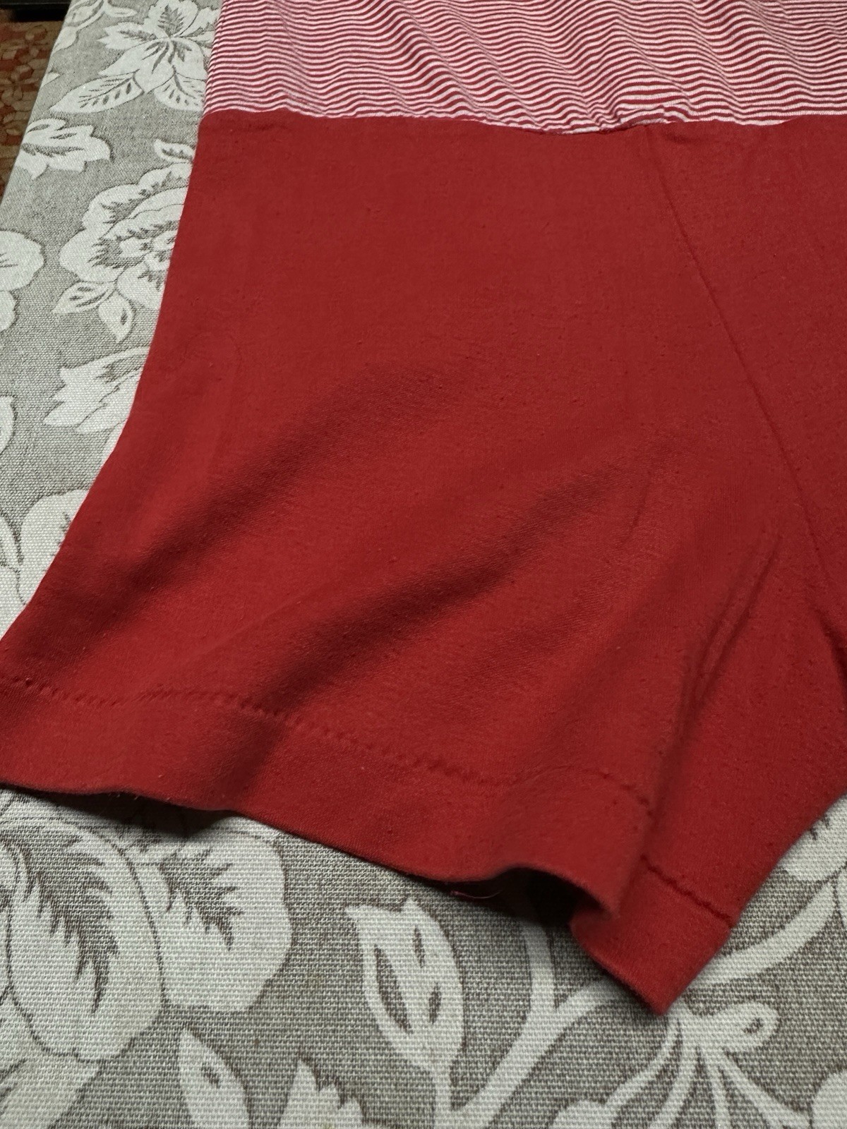 Vintage 1970s Red Stripped Gym Romper Devil High School One Piece Zip Front Dart