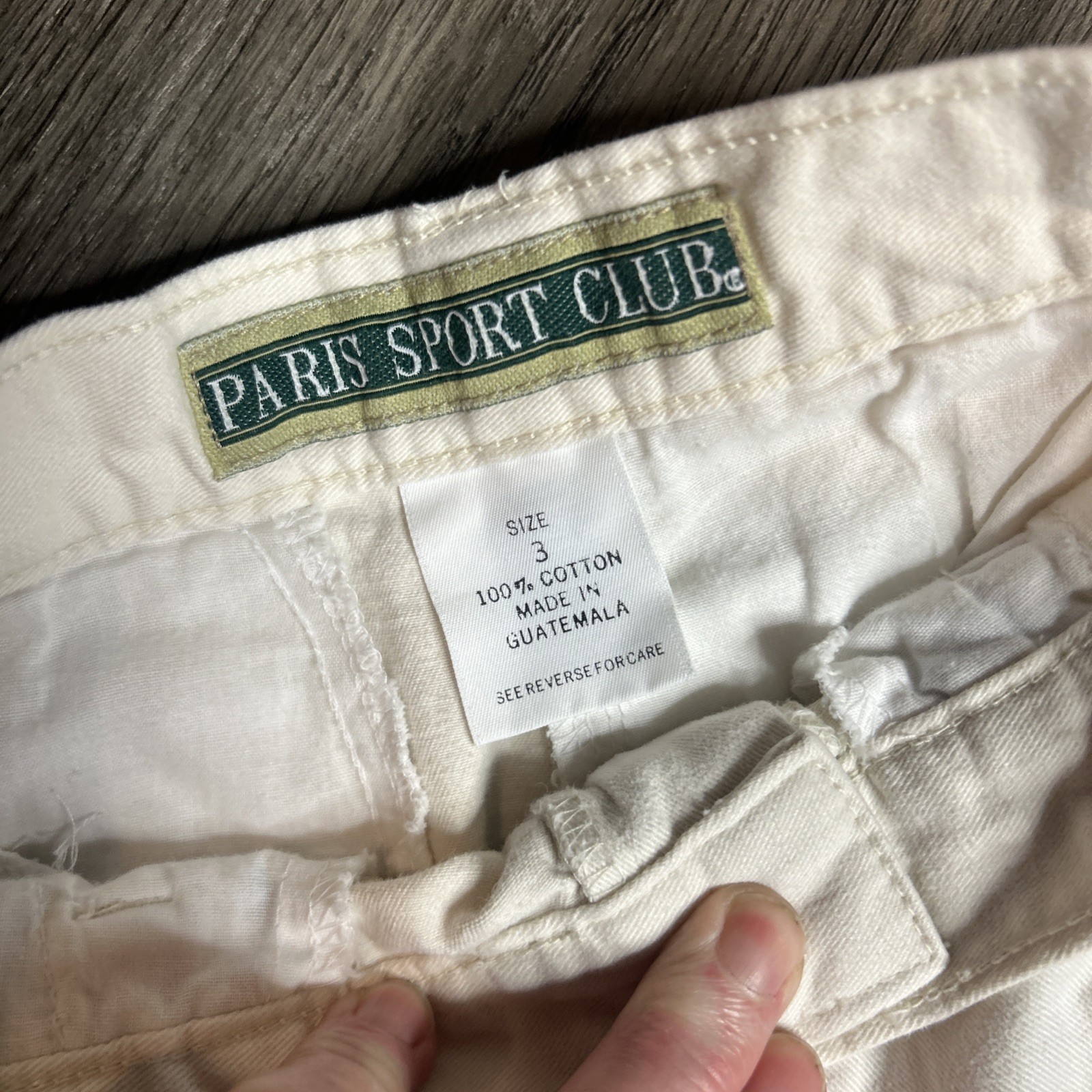 Vintage Paris Sport Club Ivory High Waist Chino Tapered Leg Size 3 Preppy