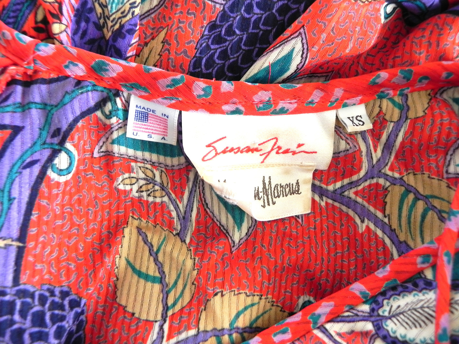 Vtg Neiman Marcus Susan Freis 2pc 3/4 Sleeve Top/Maxi Skirt Poly Chiffon Size S