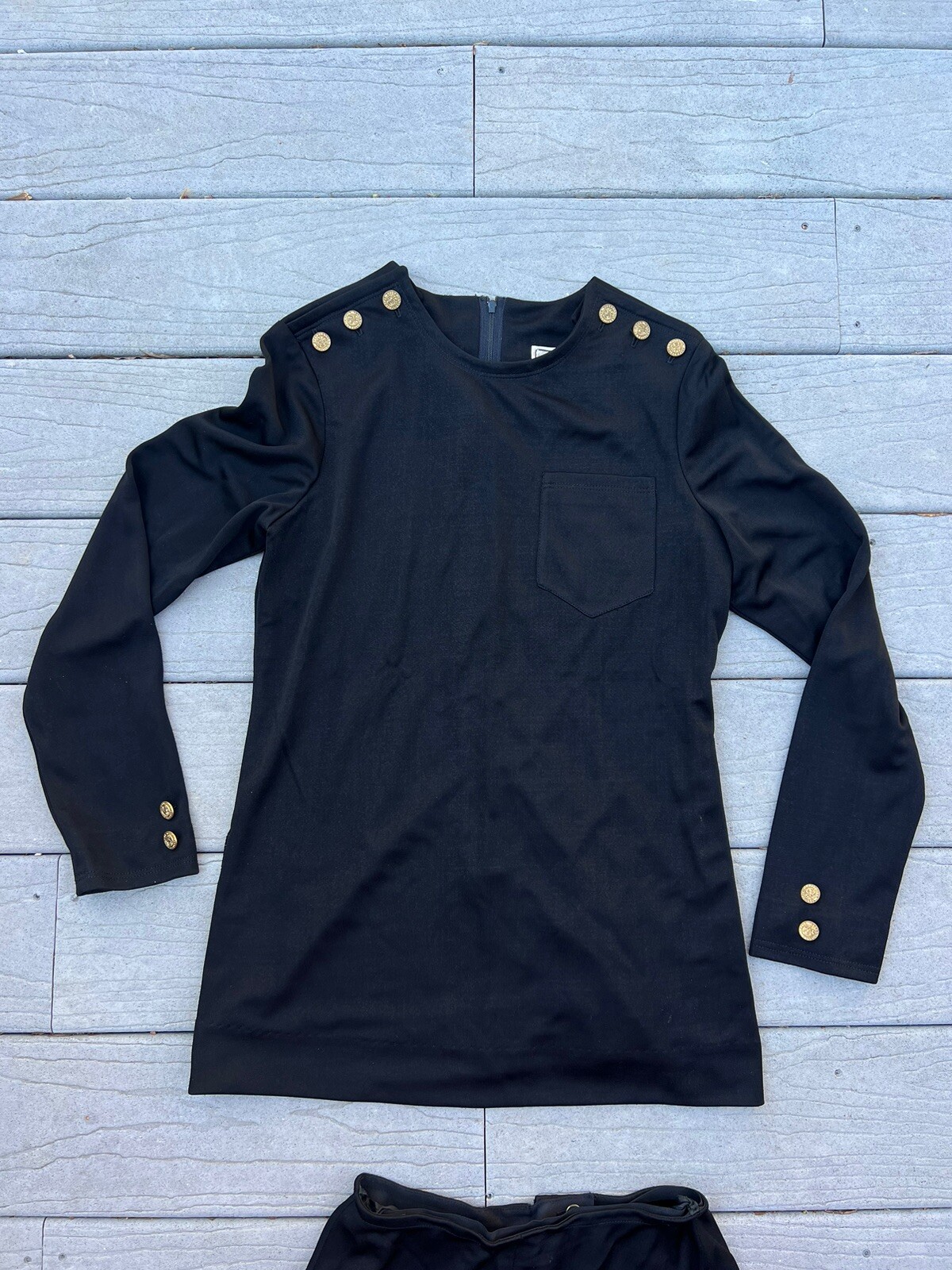 Vintage 1960s/1970s Two Piece Black Mini Skirt And Shirt Size XXS Classic
