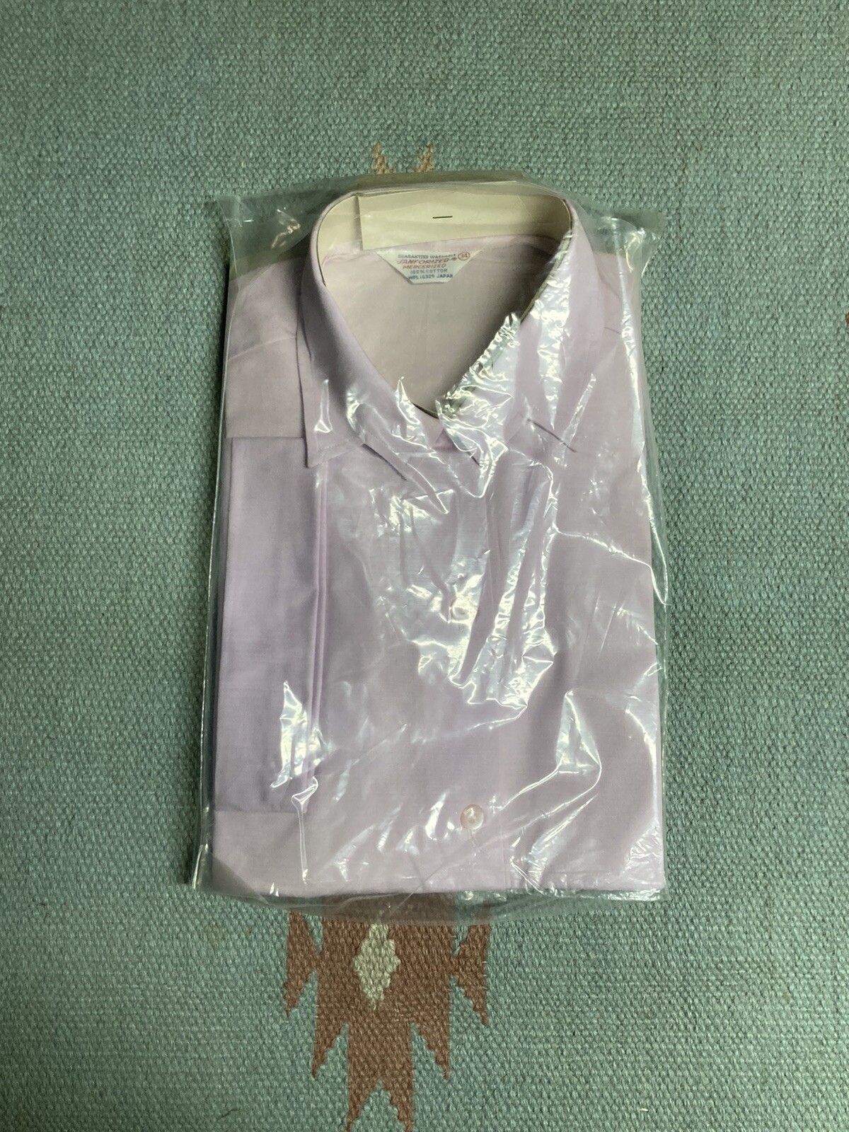 Vintage 60s roll up sleeve blouse sanforized pink loop collar DEADSTOCK size 34