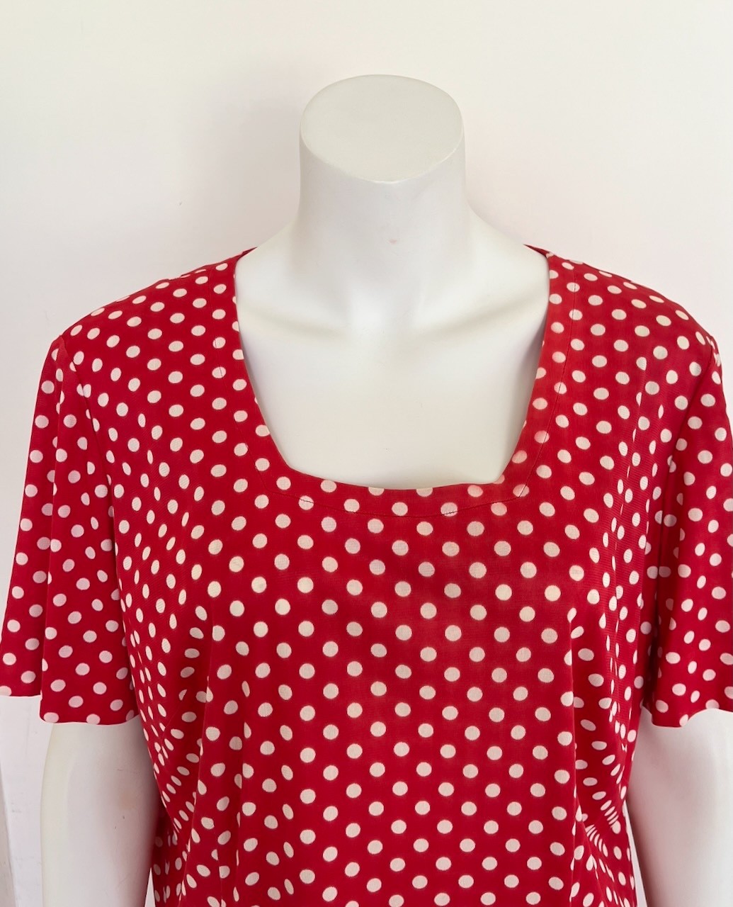 Vintage 60’s Red & White Polka Dot Drop Waist Dress Size XL