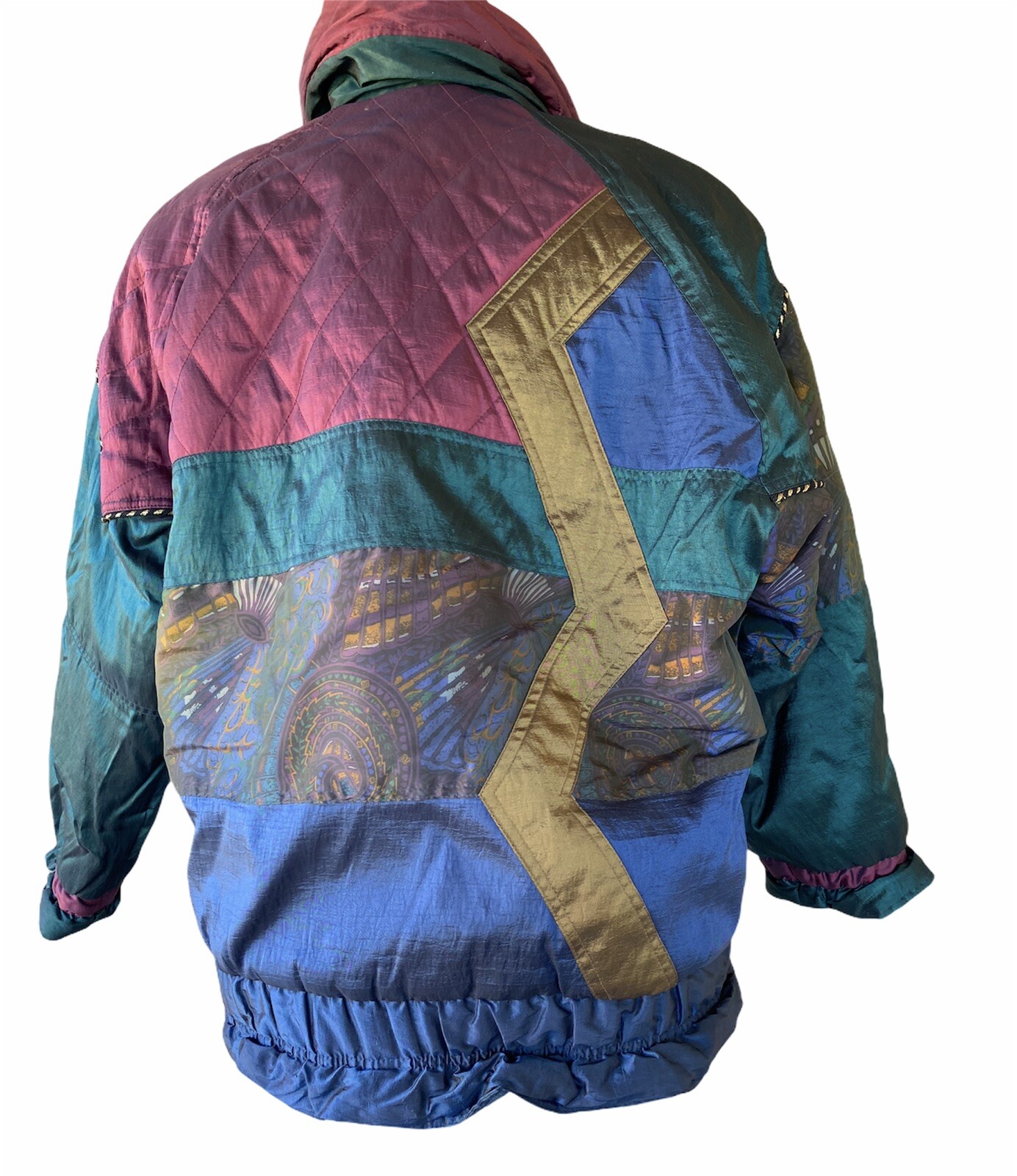 Vtg Women’s Metallic Patchwork Jacket Coat Size Medium 80s 90s Iconic OG