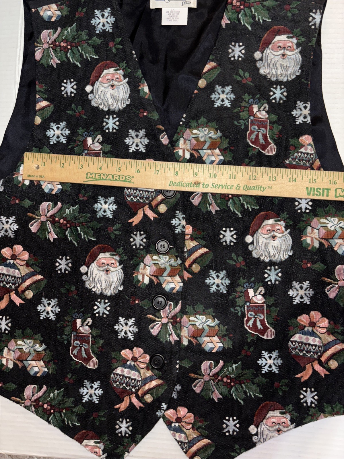 Sportables Plus Vintage Christmas Vest 1x Unisex Ugly Holiday Santa 90s