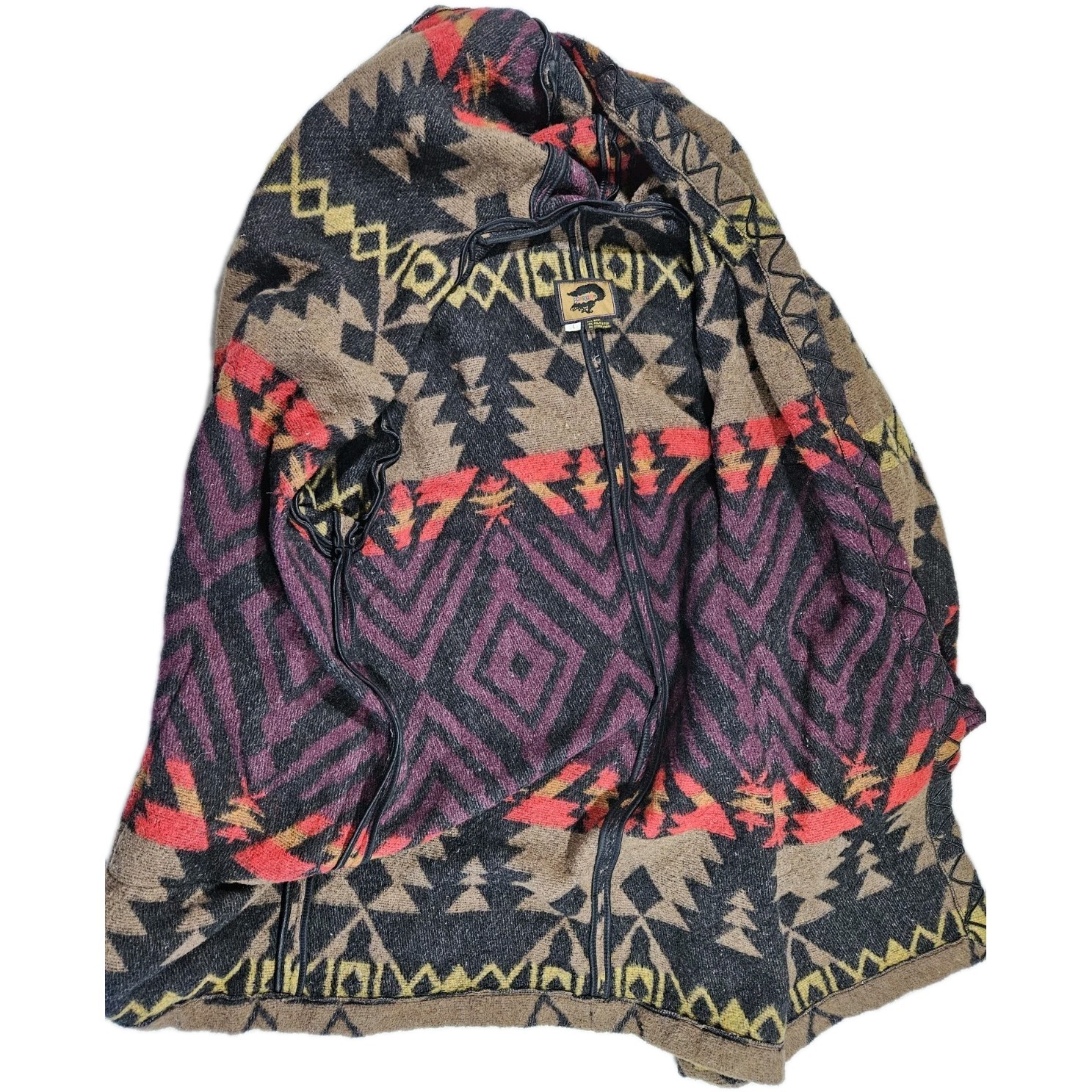 Vintage 1980s–early 1990s Fox Run wool toggle coat, Southwestern Like Pendleton