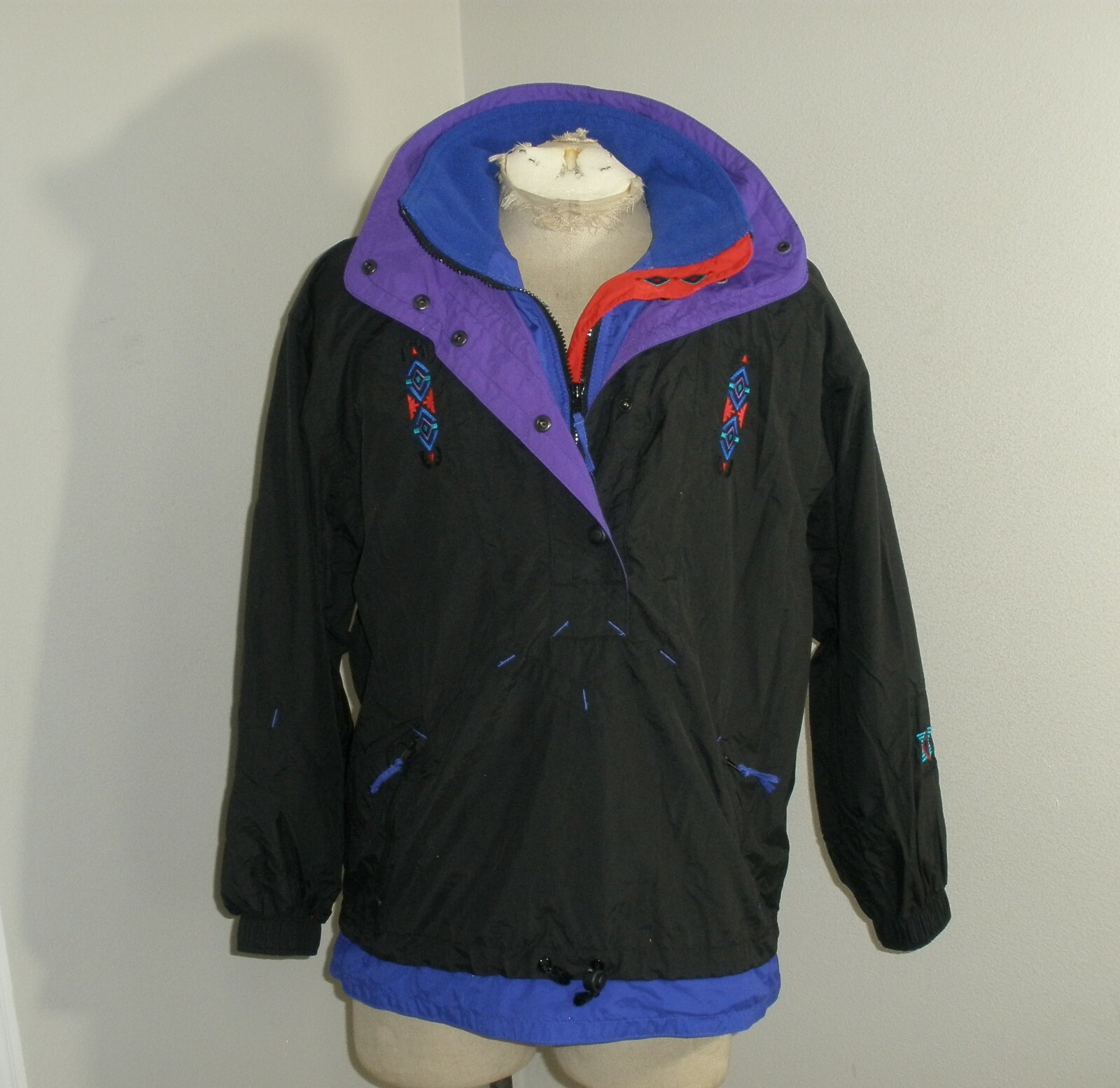 Vintage 90’s Womens Medium EDELWEISS Colorblock Nylon Half 1/2 Zip Ski Jacket