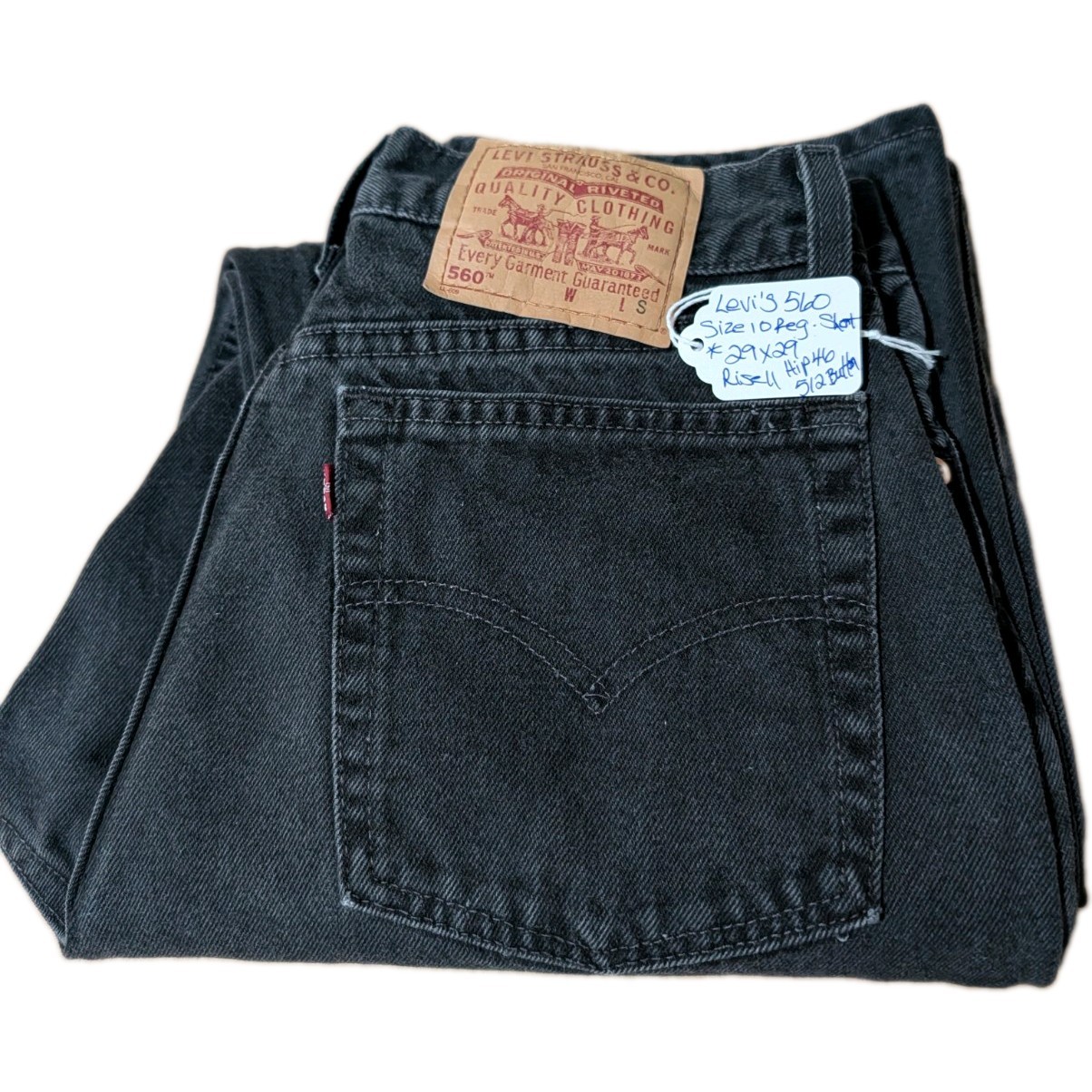 Vintage 1993 Women’s Levi’s 560 Black Denim USA Brownsville, Texas Size 29 X 29