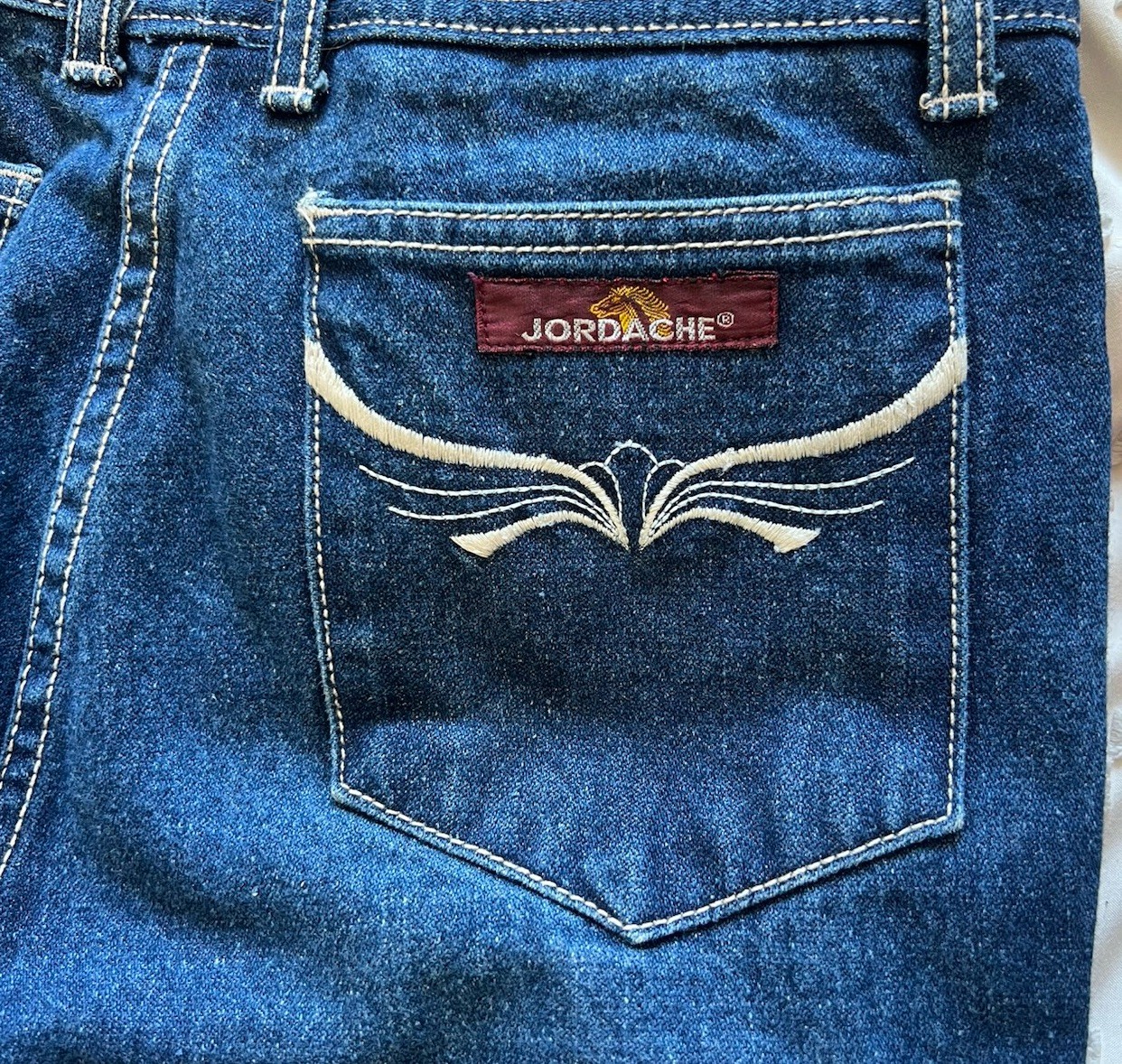 VINTAGE JORDACHE JEANS DARK BLUE SIZE 28 Waist 36 Hip Horse Head Logo 1980’s