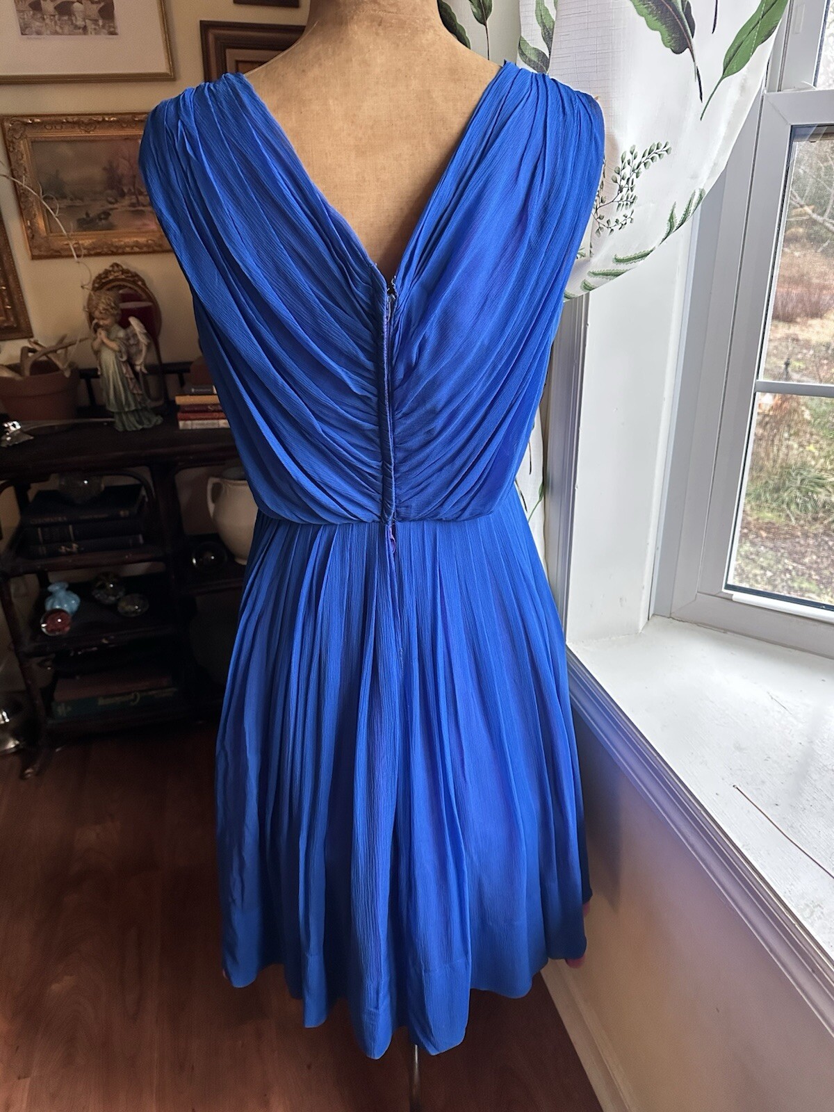 Lilli Diamond California VTG Blue Chiffon Party Prom Dress Womens Sz Small