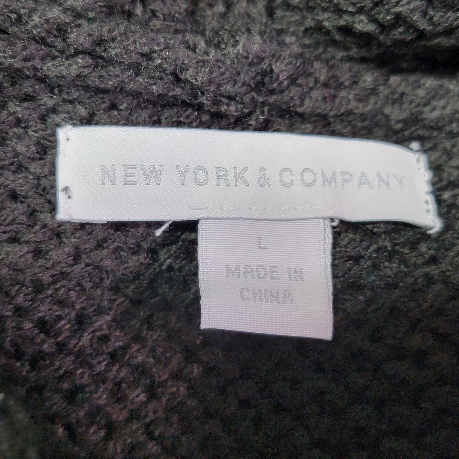 Y2K Gothic Black Knit Cardigan Loose Sweater Women Size L Wrap New York Company