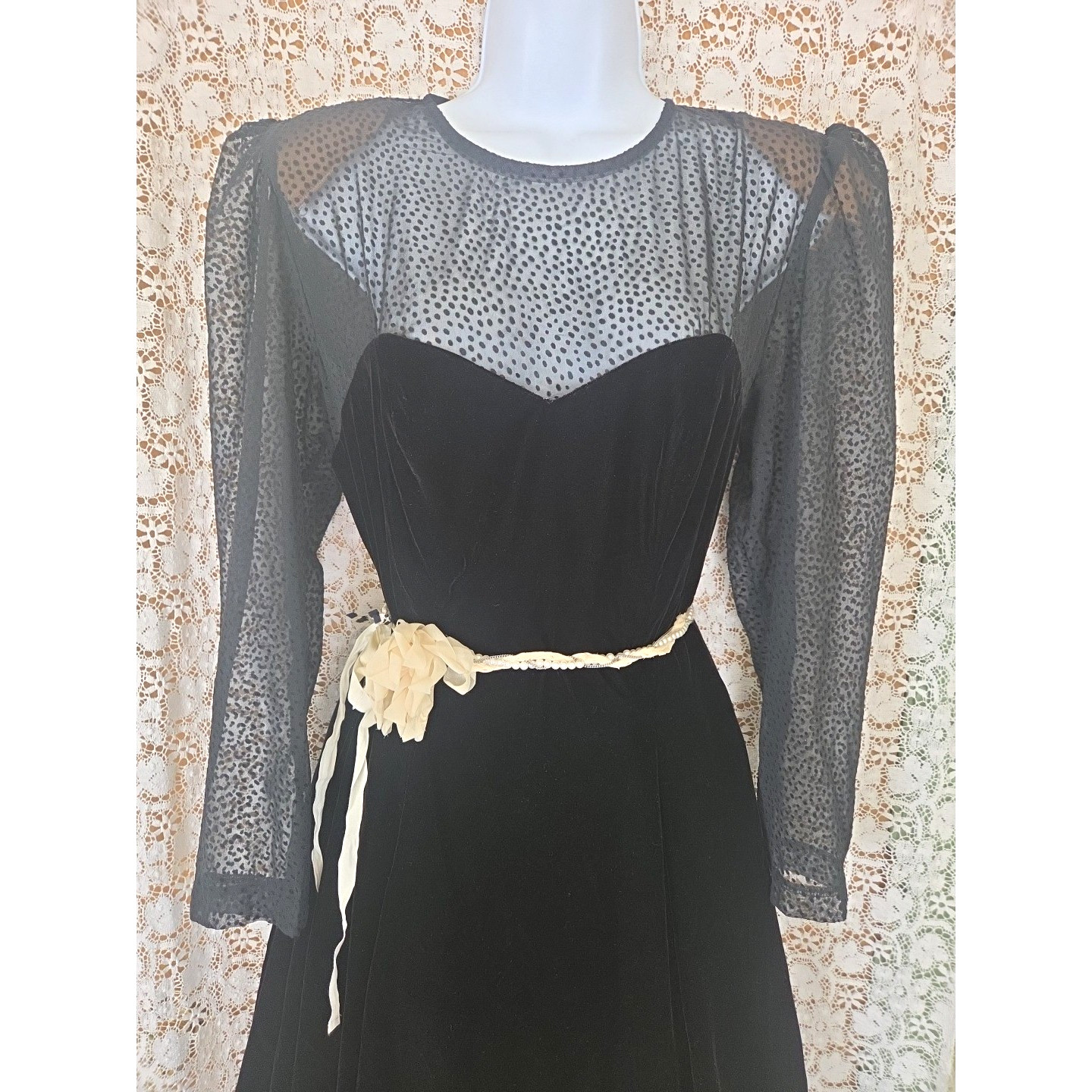 Vtg. 80’s Dress 14 Karen Lucas For Nikki Black Velvet Whimsigoth Fairycore USA
