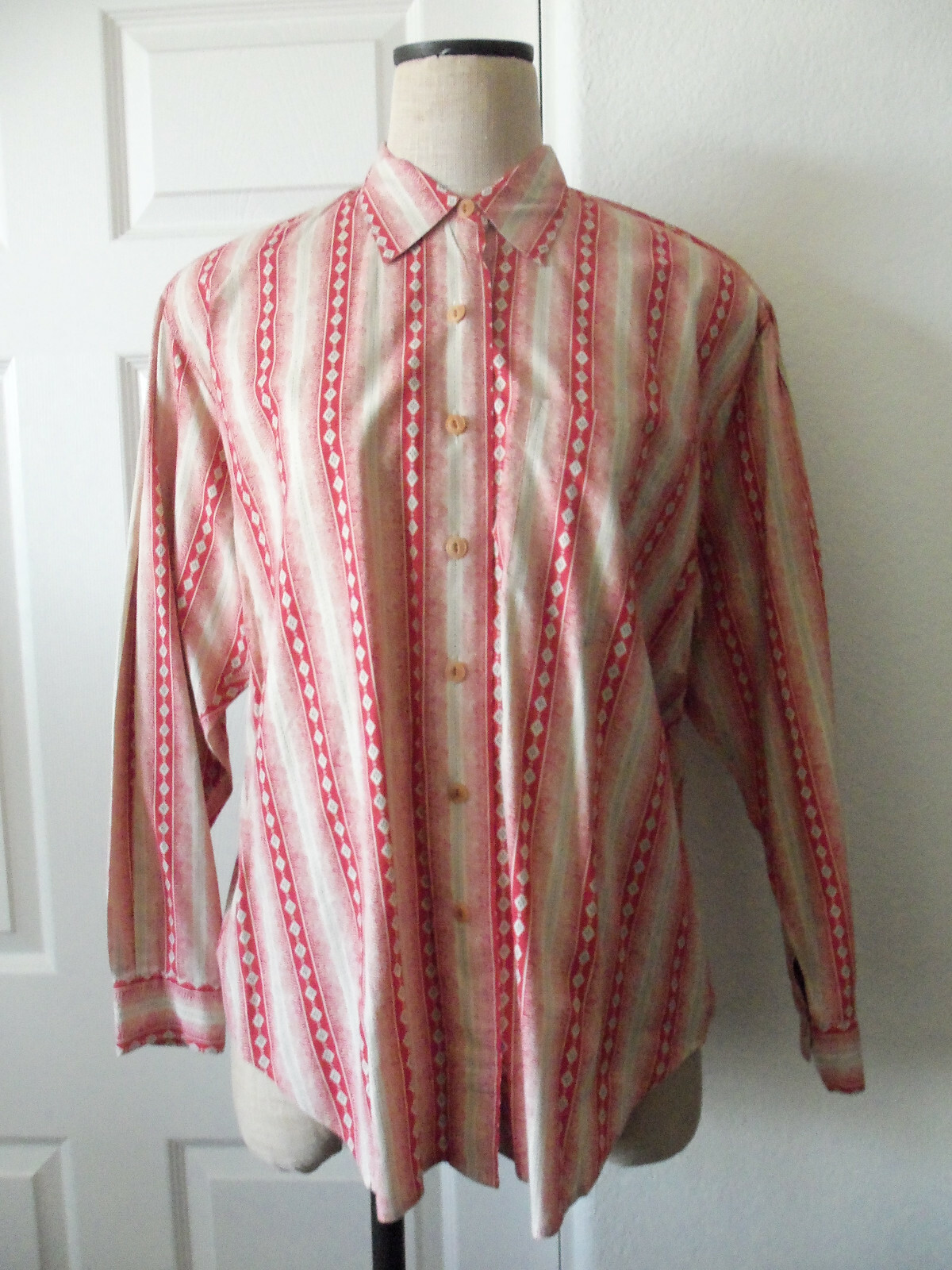 Vintage Ralph Lauren Country Multicolor Stripe 100% Cotton Long Sleeve Shirt 10