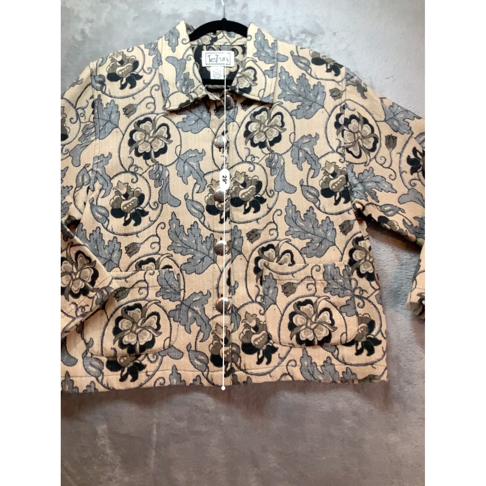 Vintage TanTrums Tapestry Jacket Womens Medium 90s Boho Floral Cottagecore