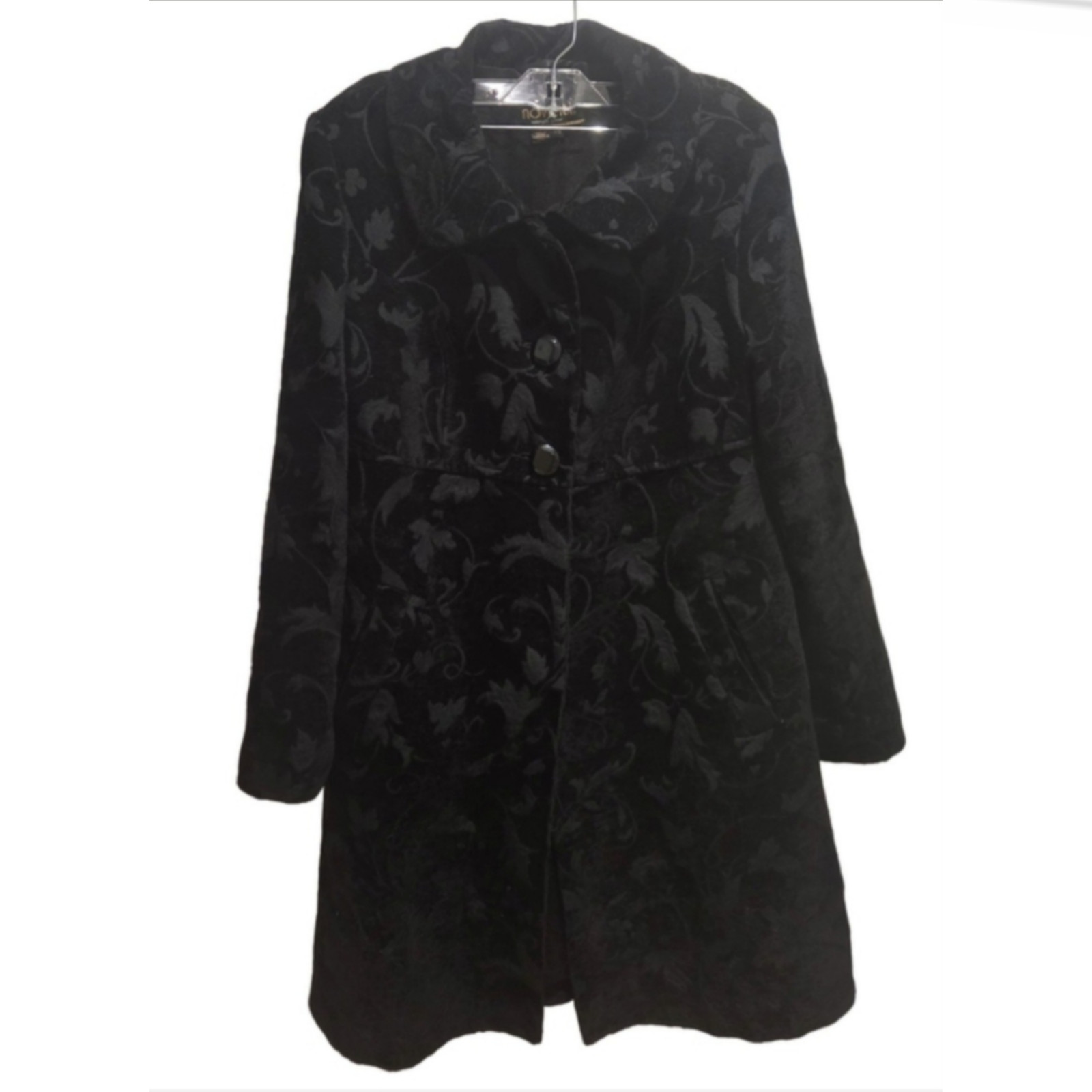 Vintage Novelti Black Jacquard Button-Up Coat