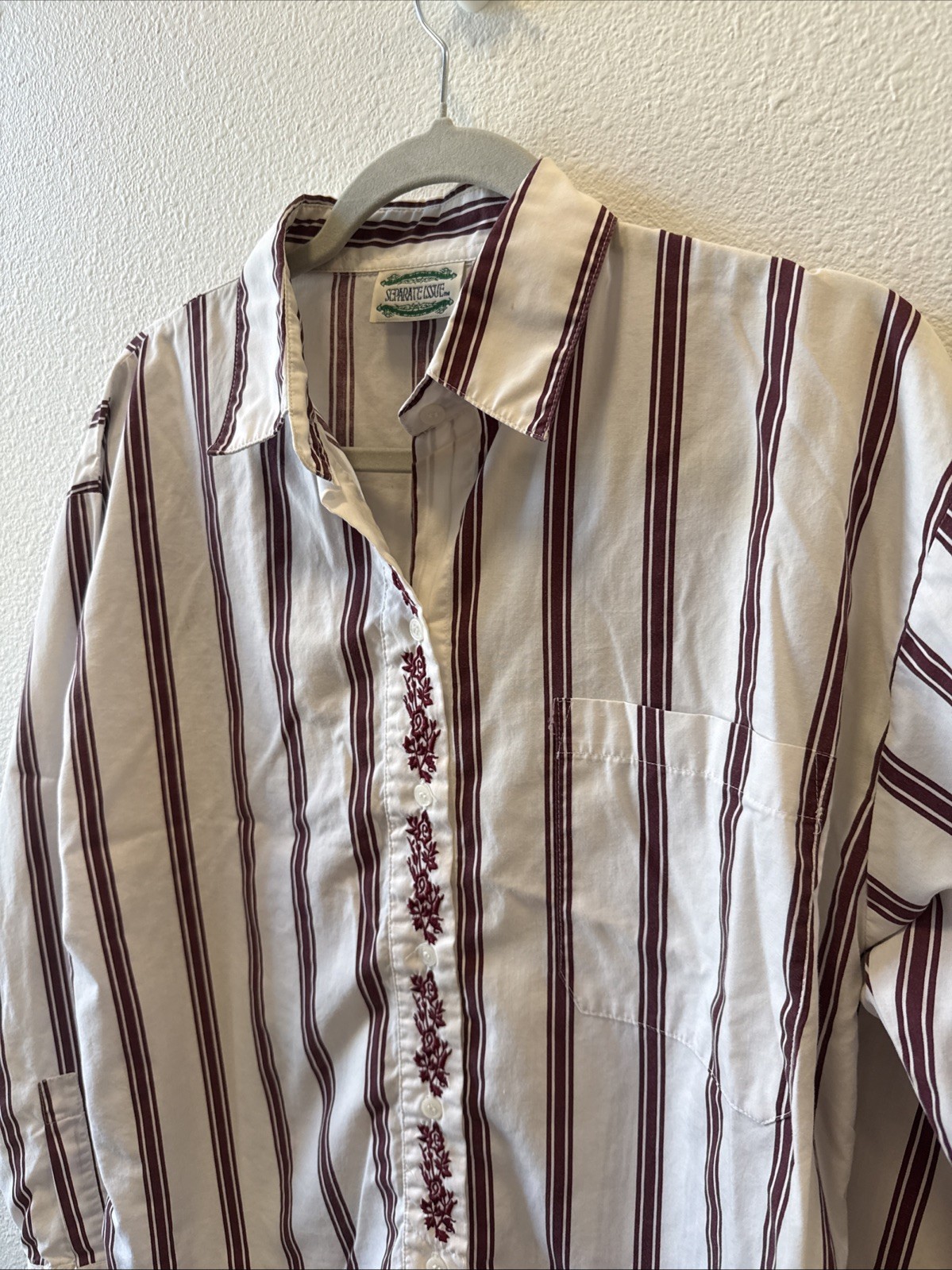 Vintage 90s Separate Issue Striped Button Down Shirt Blouse Top Mens M