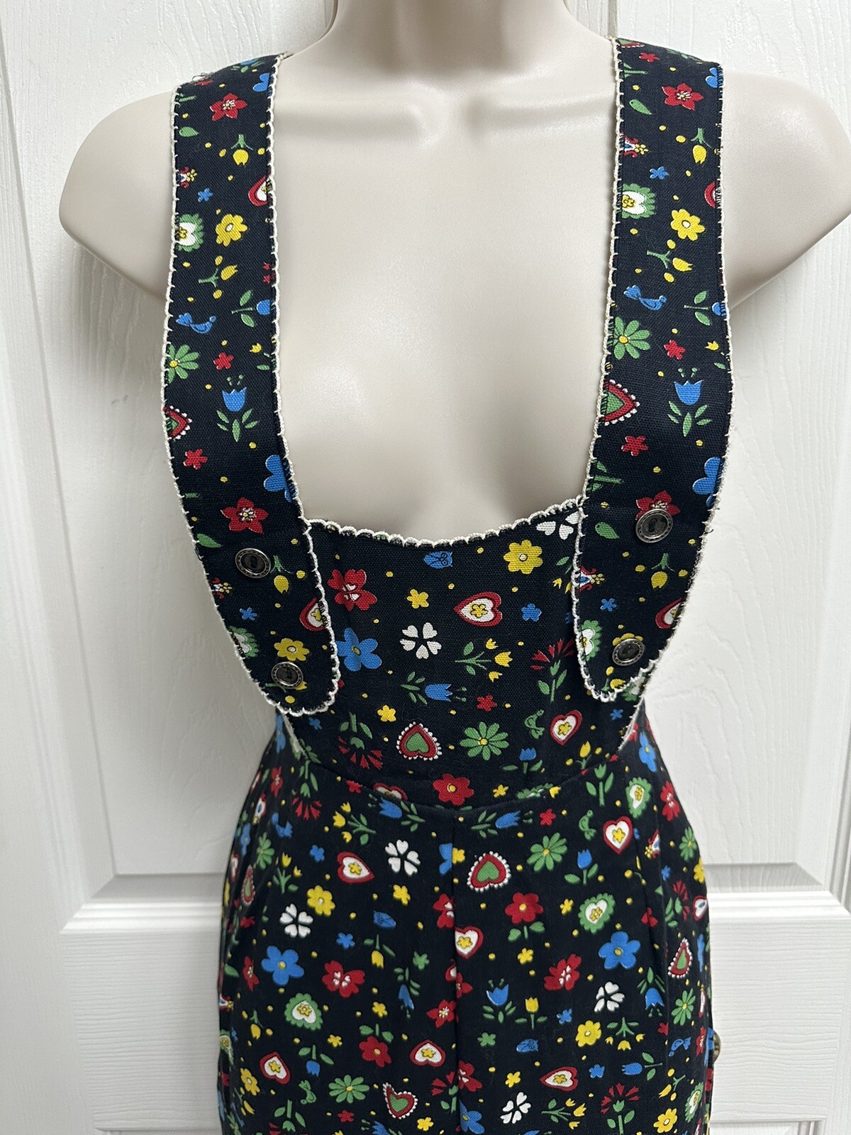 Rare 1970s Novelty Folk Art Print SZ 5 Jumpsuit Playsuit Overalls PRISTINE