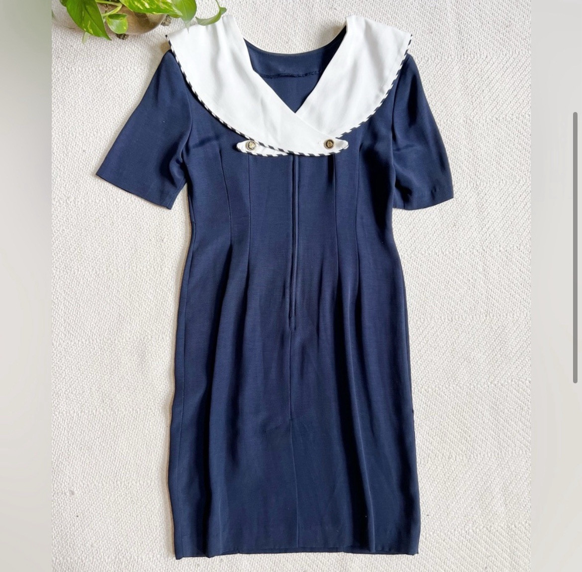 Vintage 80s Nautical Sailor Vibe Wiggle Dress Made In USA Small
