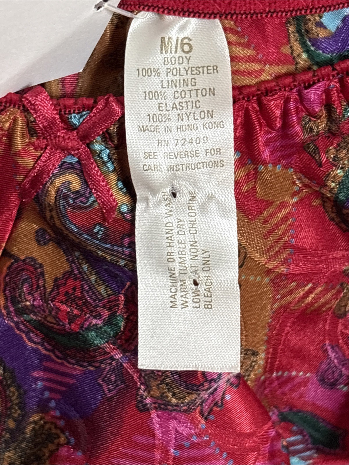 Vintage 80’s NWT RENE ROFE High Cut Leg ruffle paisley satin Panties SZ 6