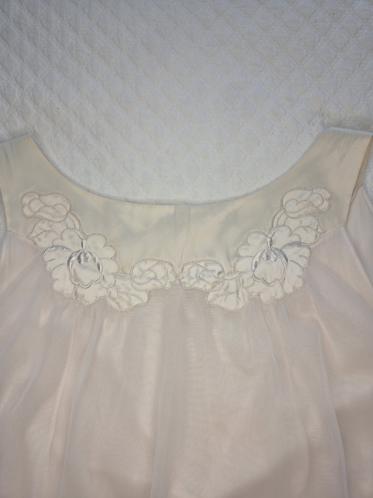60s Gossard Artemis Butter Cream Nylon Chiffon Sheer Swing Nightgown Chemise