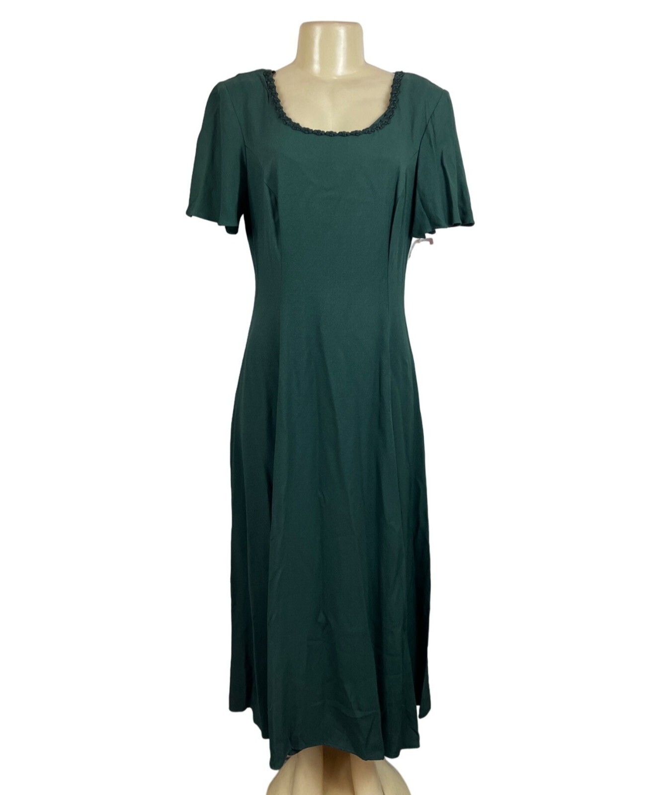 Vintage 80s 90s Caren Desirée Company Women’s Green Blousson Dress Sz 10