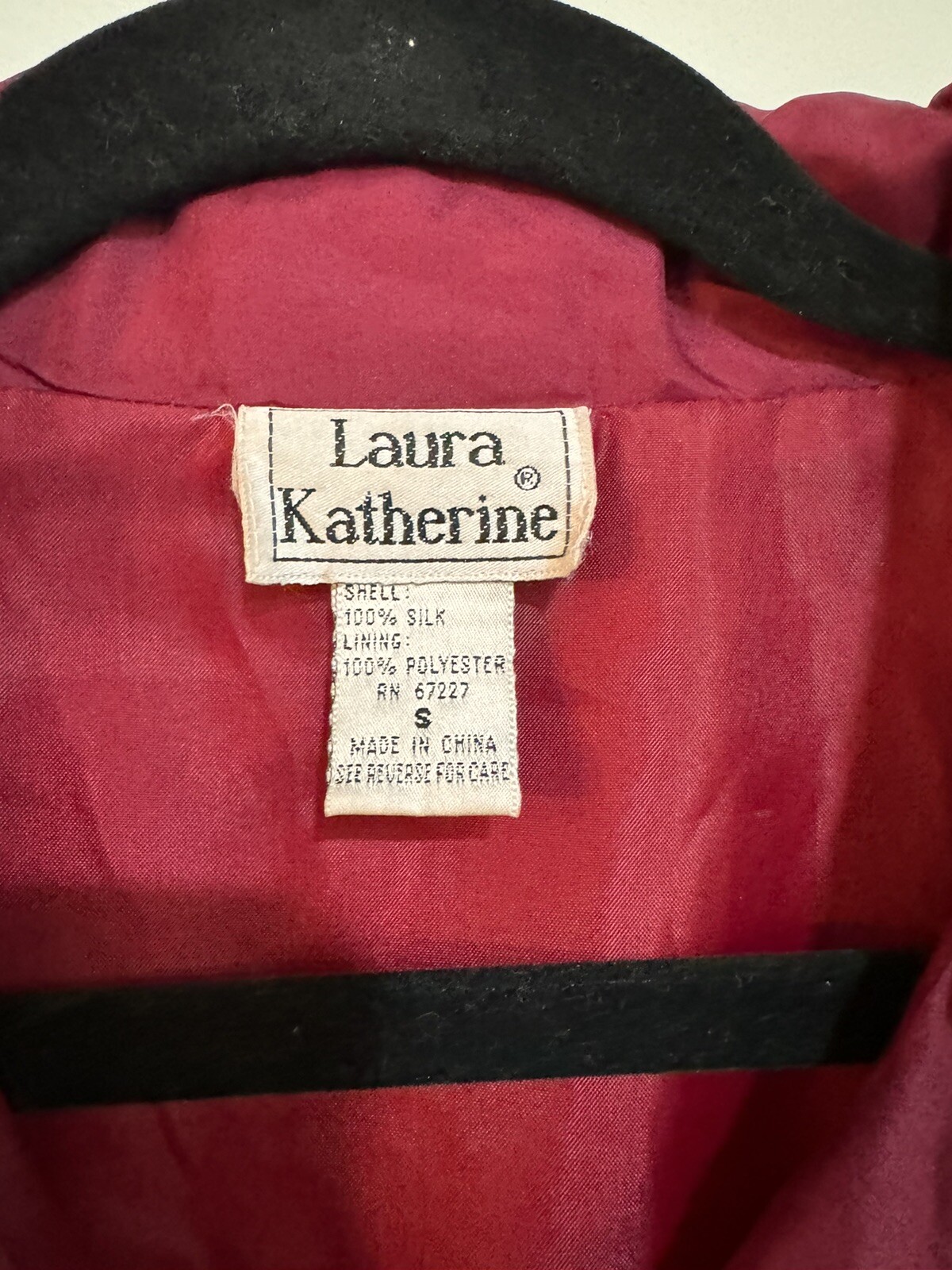 VINTAGE FUCHSIA 100% SILK WINDBREAKER JACKET LAURA KATHERINE SIZE S Oversized