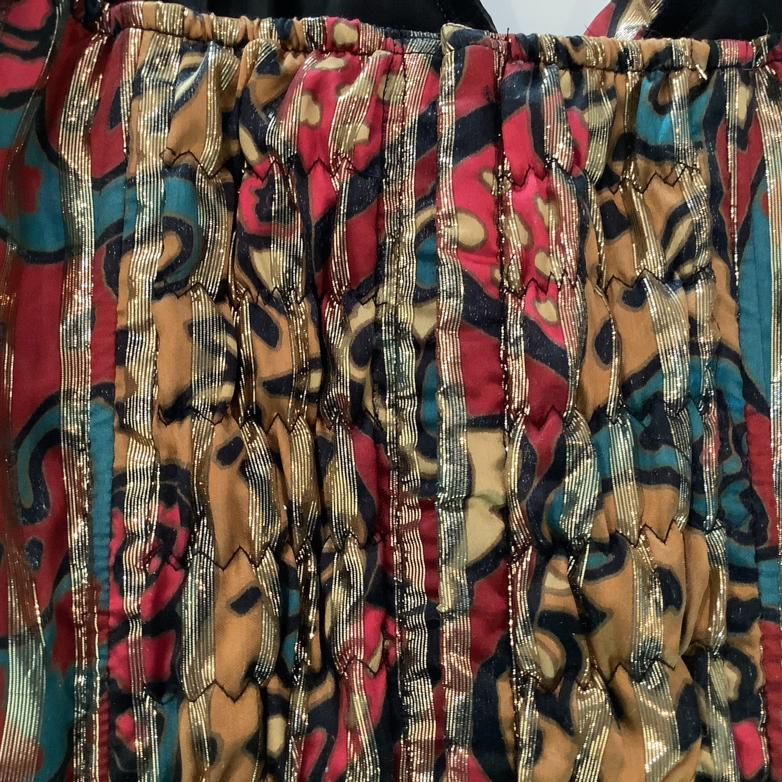 Vtg Jeune Europe France Gold Silk Lurex Print Draped Bustier 32, 34 Small WOW