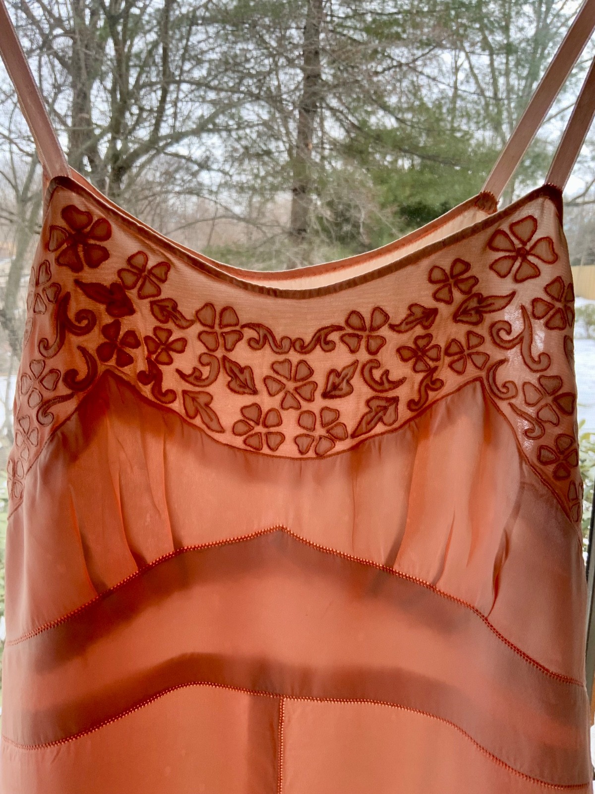 Vintage Peach Silk Satin Slip Dress – 1990s Lingerie Dress XS