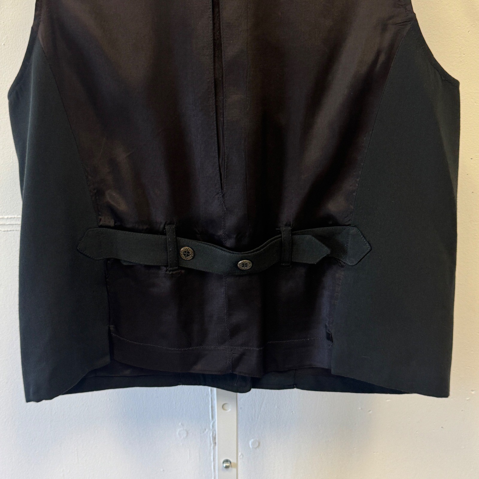 Vintage Ciel Bleu Patchwork Novelty Button Wool Blend Vest Western Black