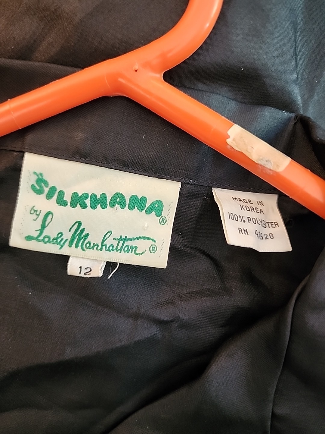 Vintage Lady Manhattan Silkhana Blouse Women’s Size 12 Satin Button Up Black