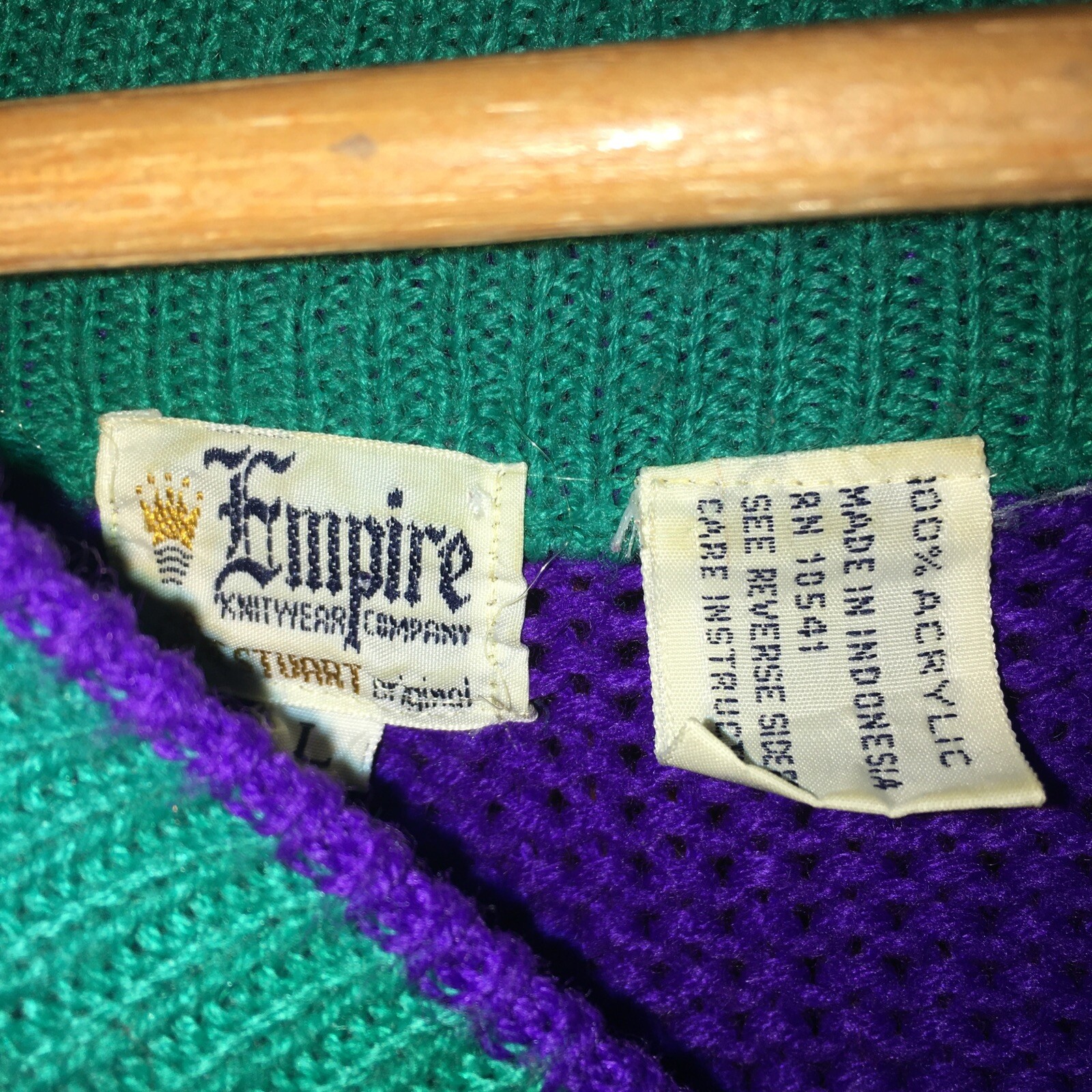 1980,s Empire womens sweater red, green and purple Vintage Large