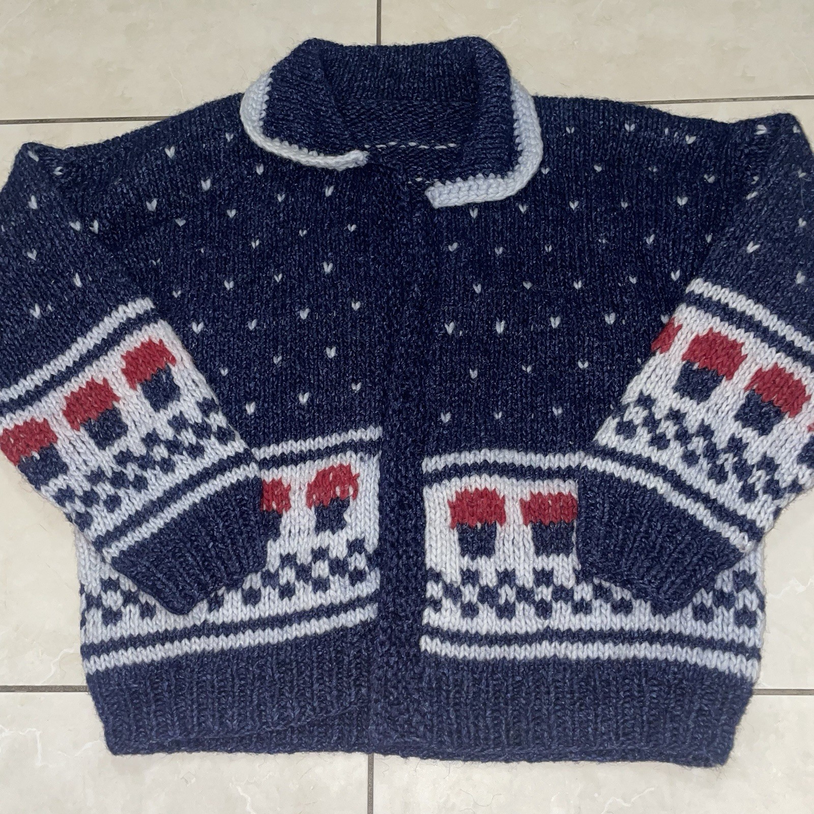 VTG Women’s Chunky Hand Knit Cardigan Sweater 1960s-1980s