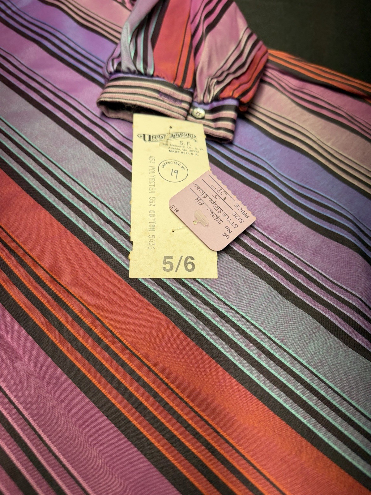 VTG Underground SF Striped Blouse 60s 70s Mod Disco Balloon Sleeve NWT Size 5/6