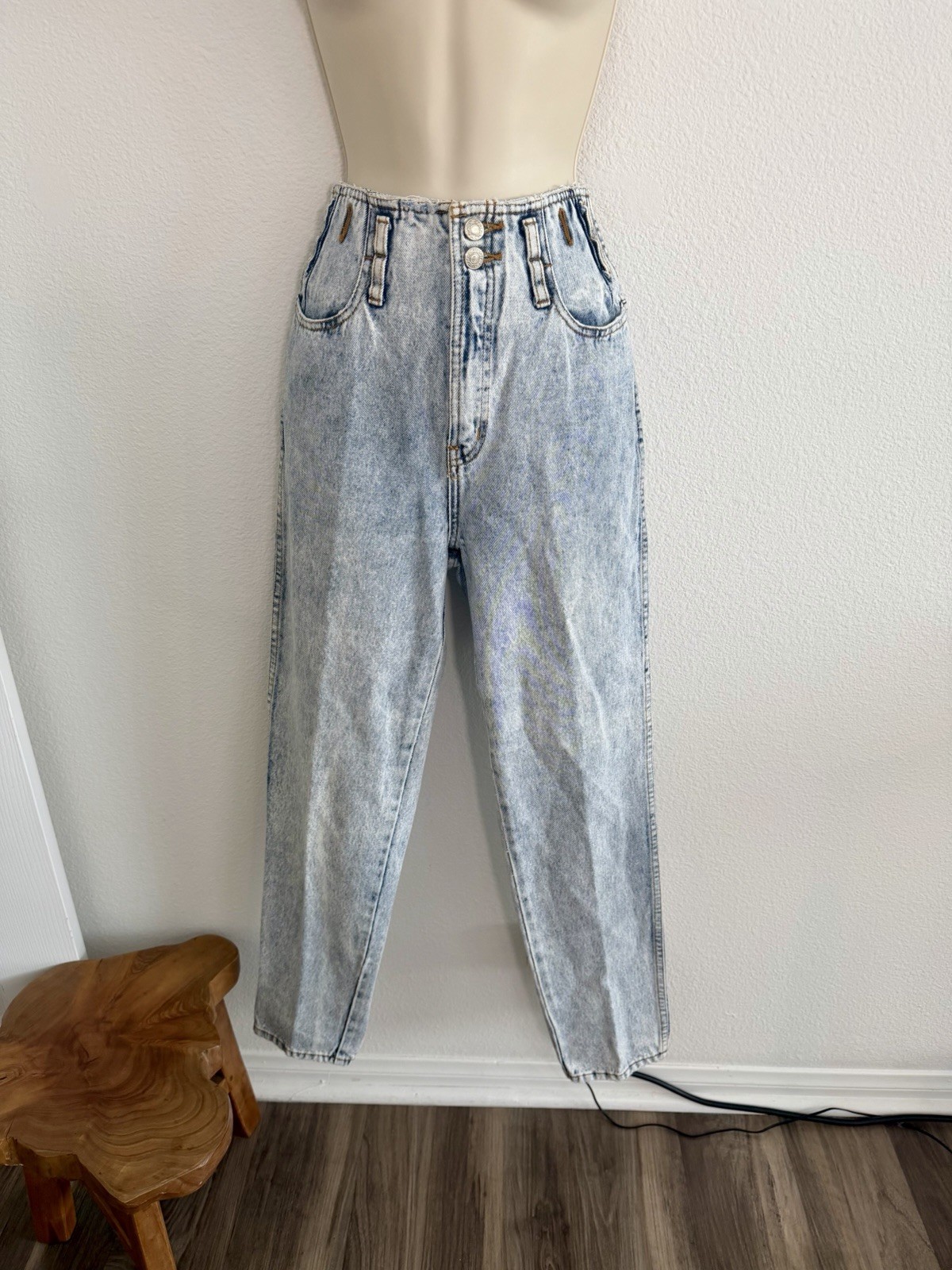 Vintage Jordache Jeans 80s Acid Wash Denim High Rise Tapered Sz 9/10 27″ Waist